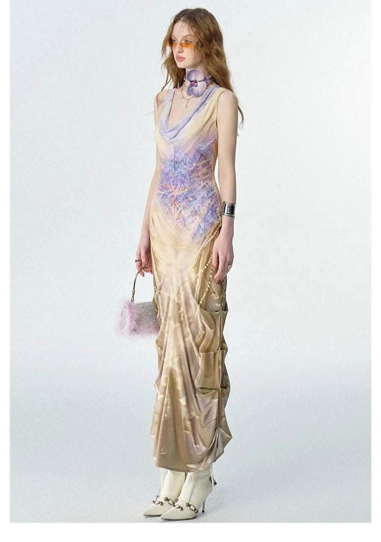 Of Akiva Iridescent Floral Mermaid Gown