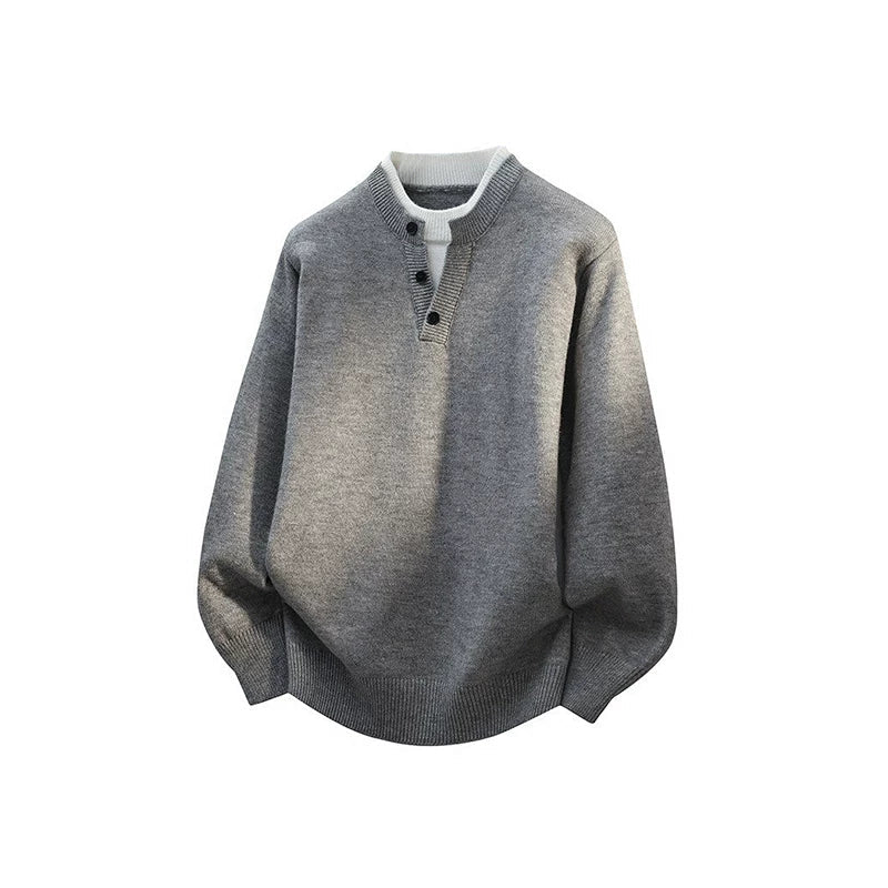 Frost Collar Layered Henley Sweater