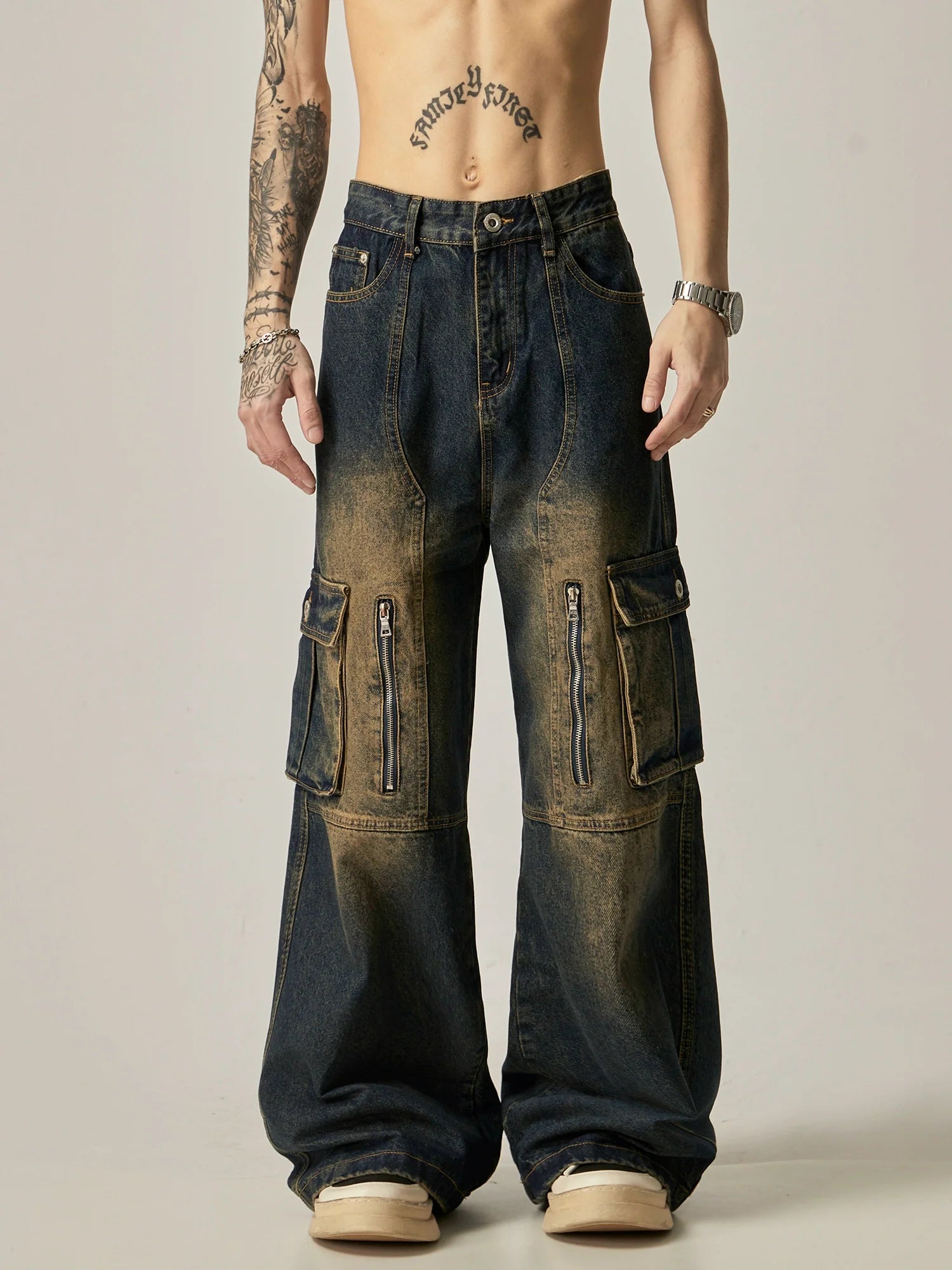 Ombre Blaze Wide-Leg Cargo Jeans