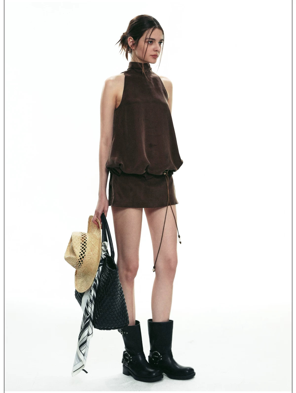 Espresso Nocturne Draped Halter Top