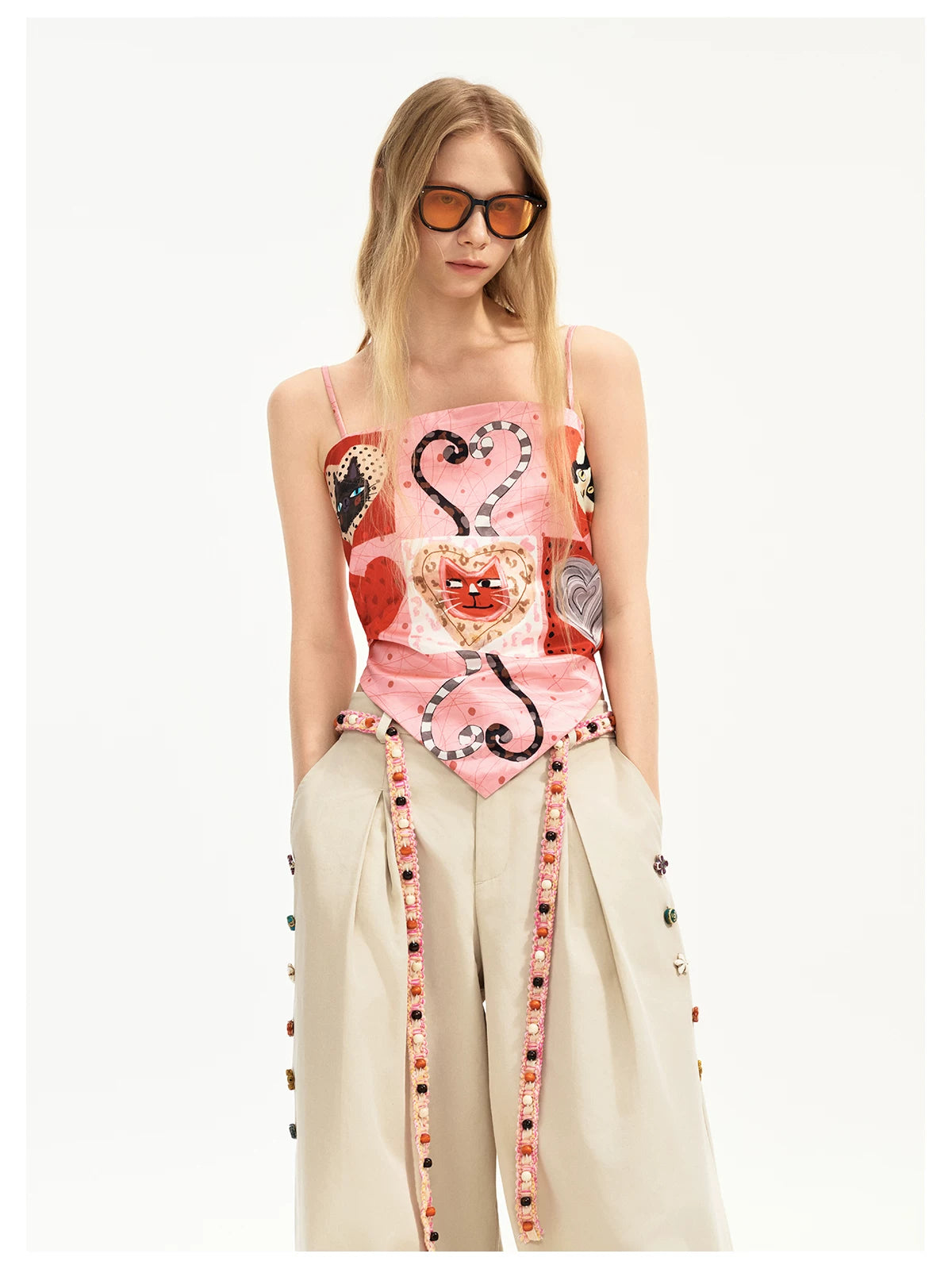 Sweetheart Kittens Patchwork Scarf Cami