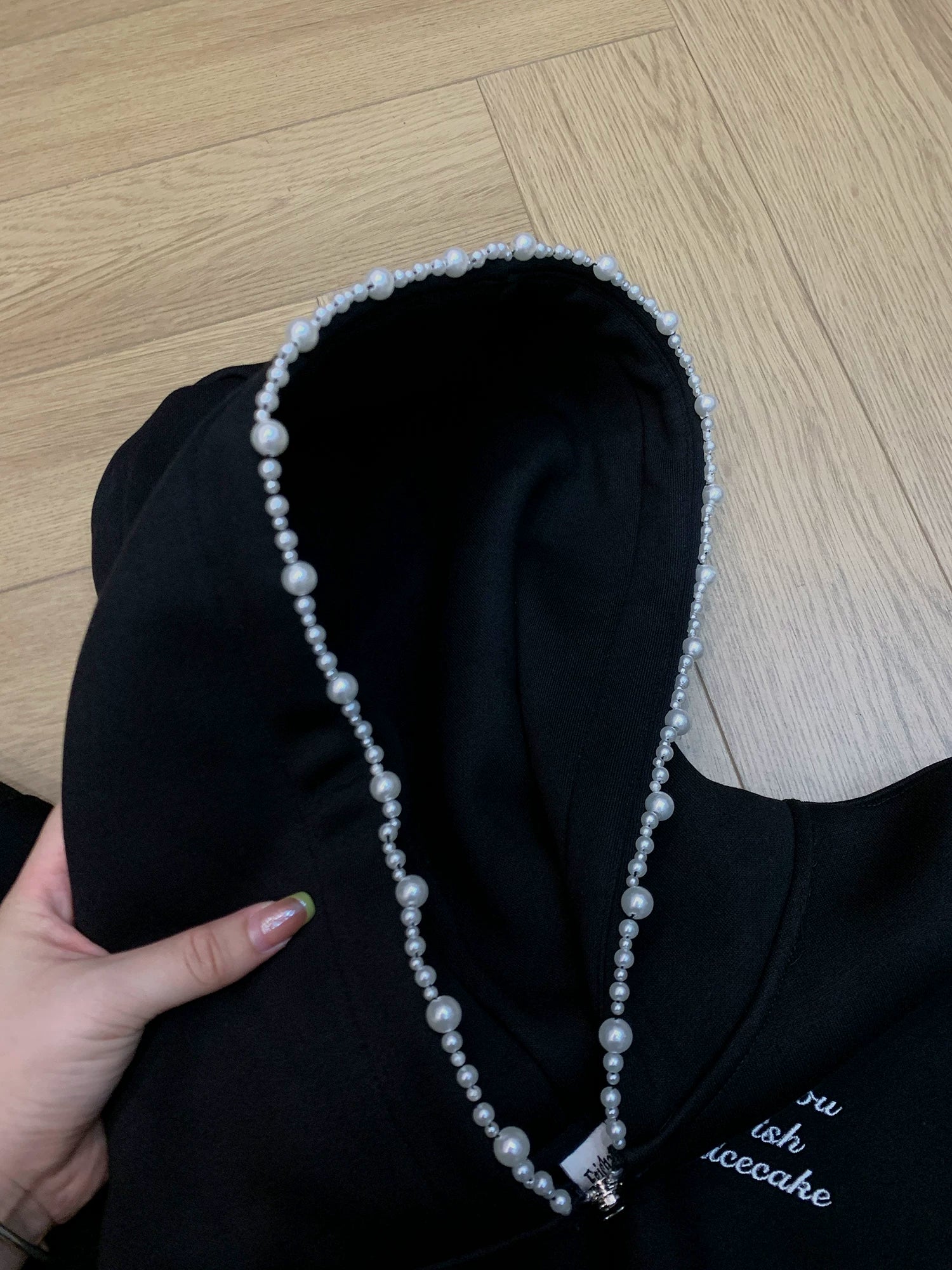 Pearl Trim Cloud Zip Hoodie