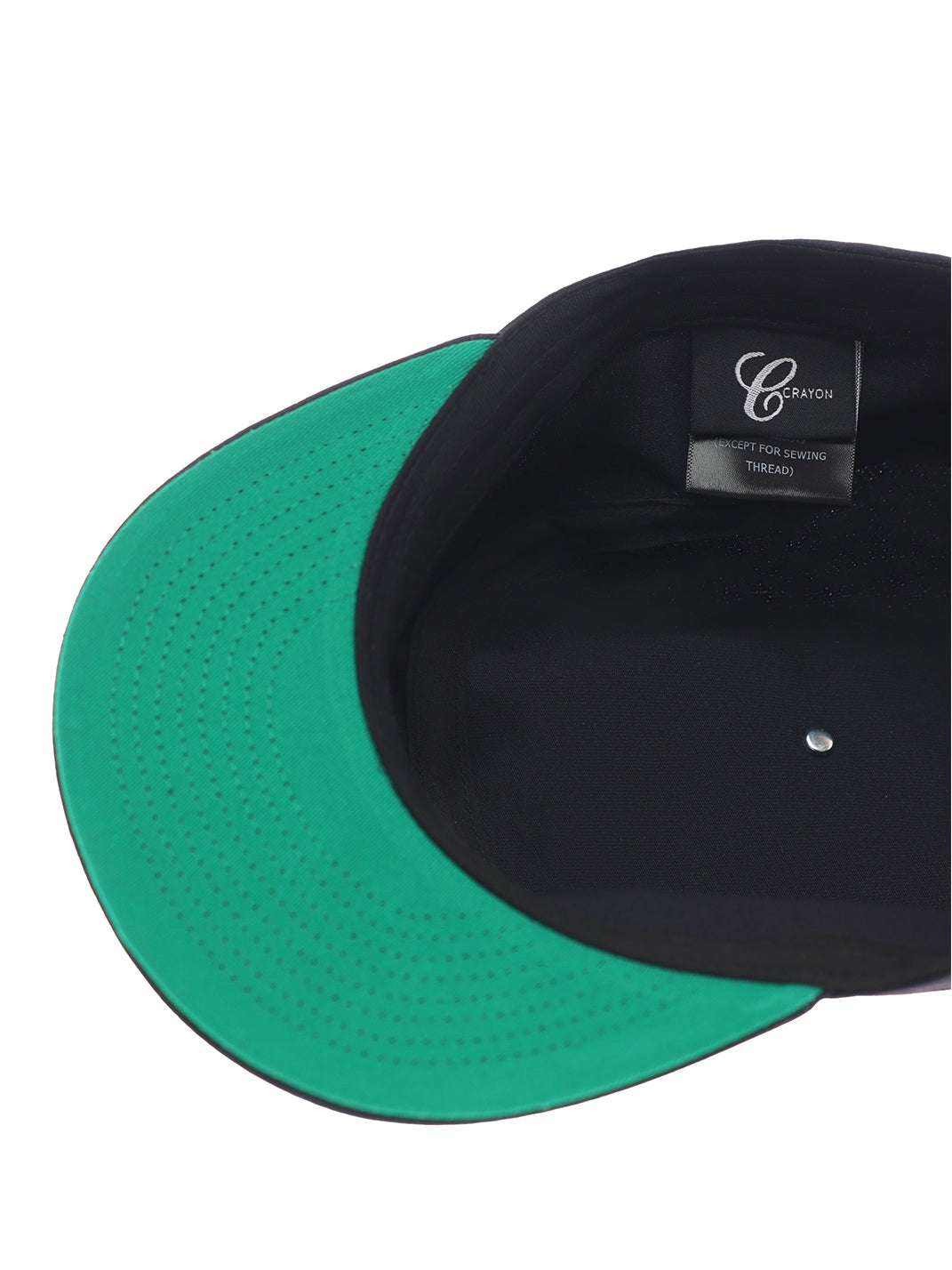 C-Embroidered Flat-Crown Cap - Deep Blue - Green underside and interior - view 6