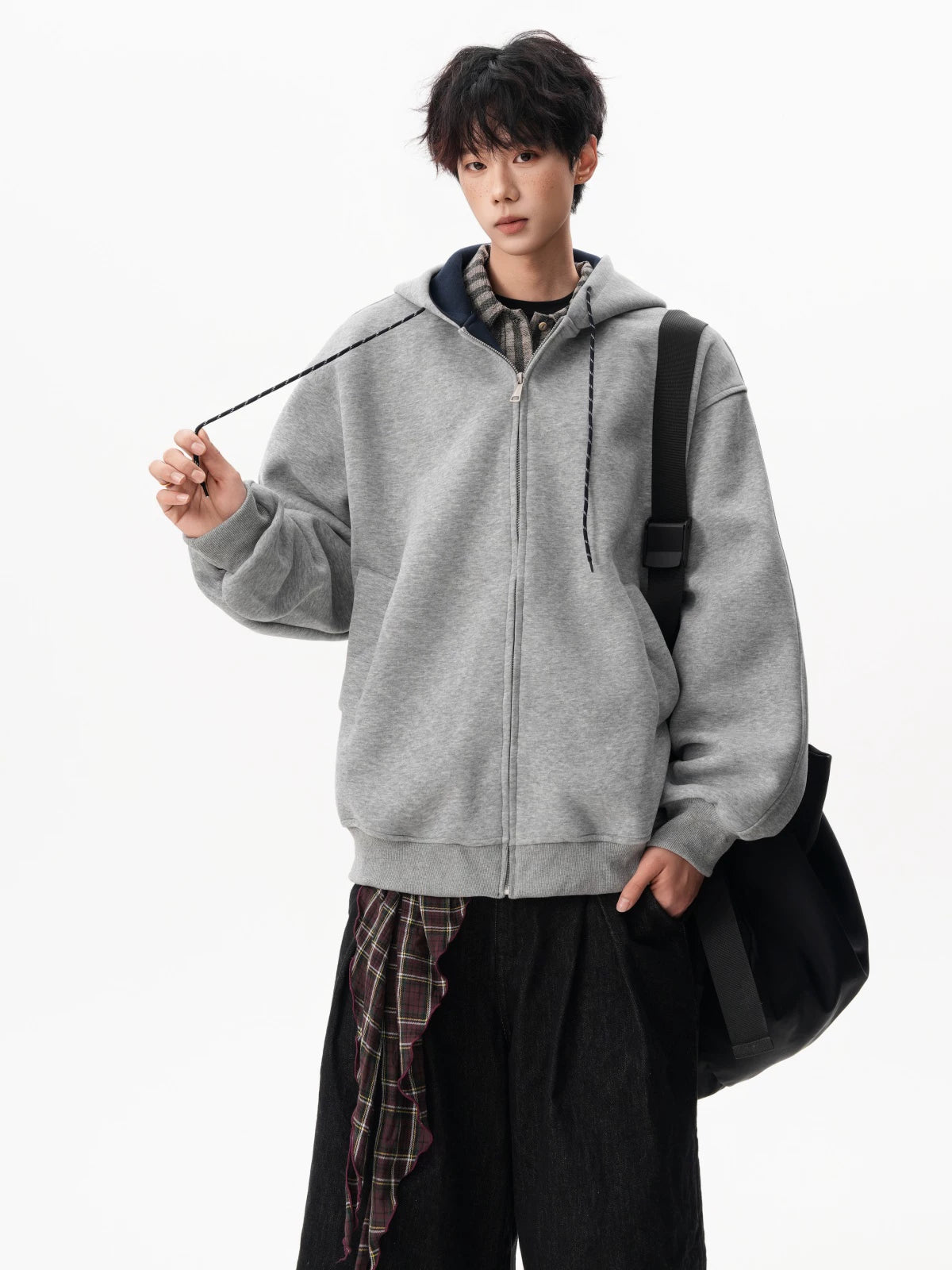 Echo Cord Contrast Zip Hoodie