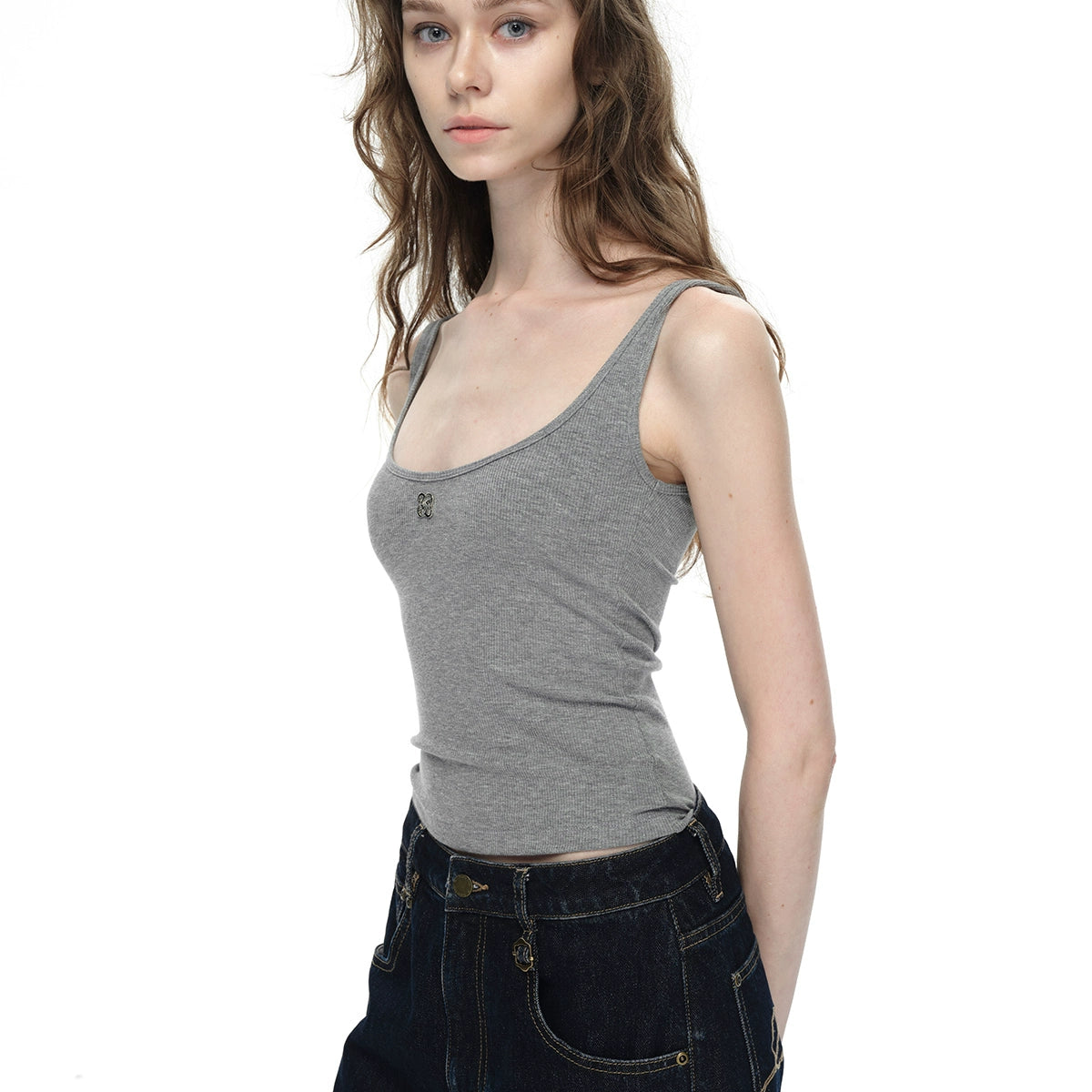 Metallic Plunge Tank Top | Chiclara