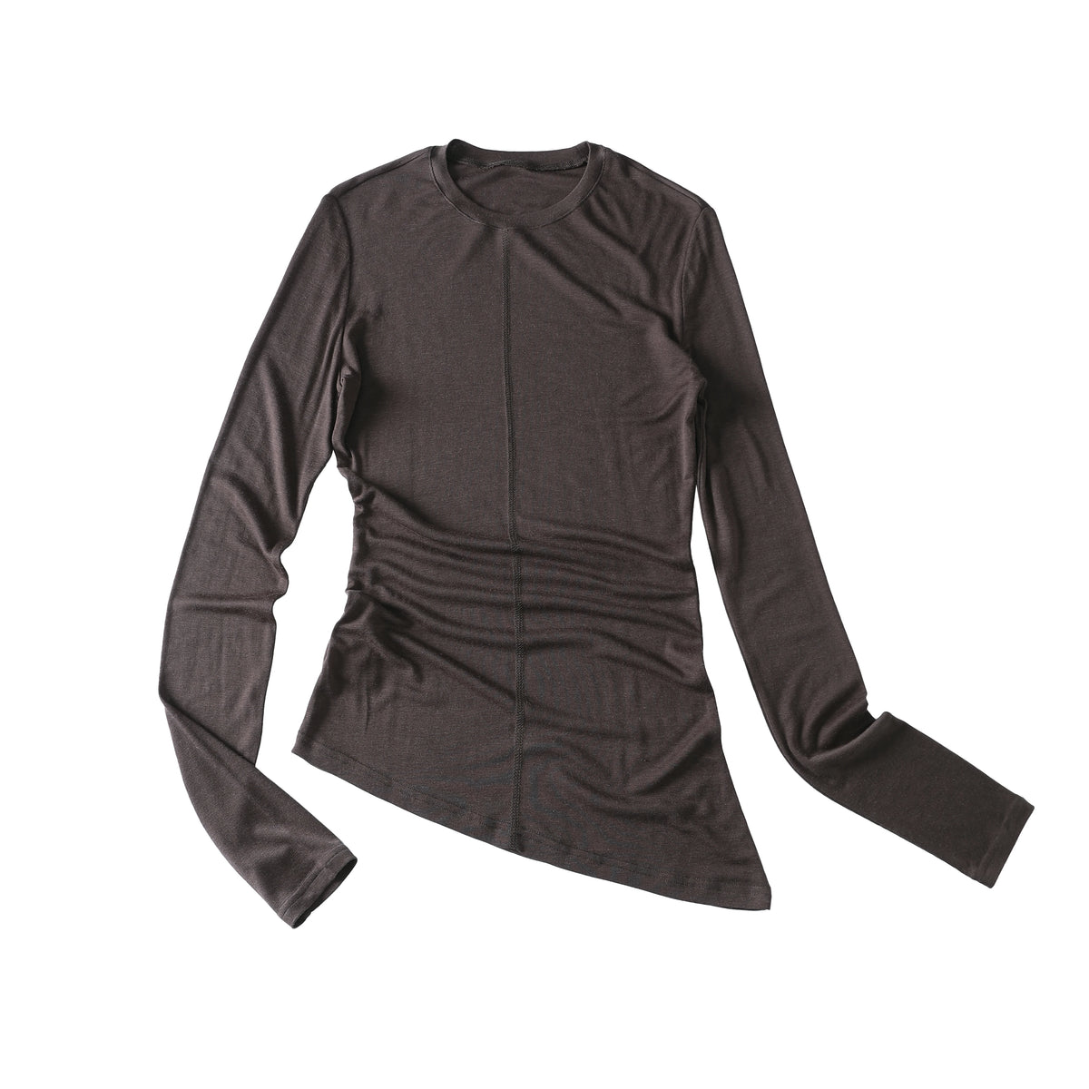 Sheer Ruched Long-Sleeve