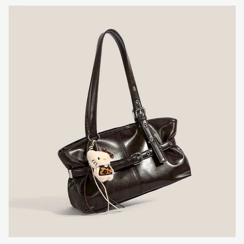 Midnight Kitty Buckle Shoulder Bag