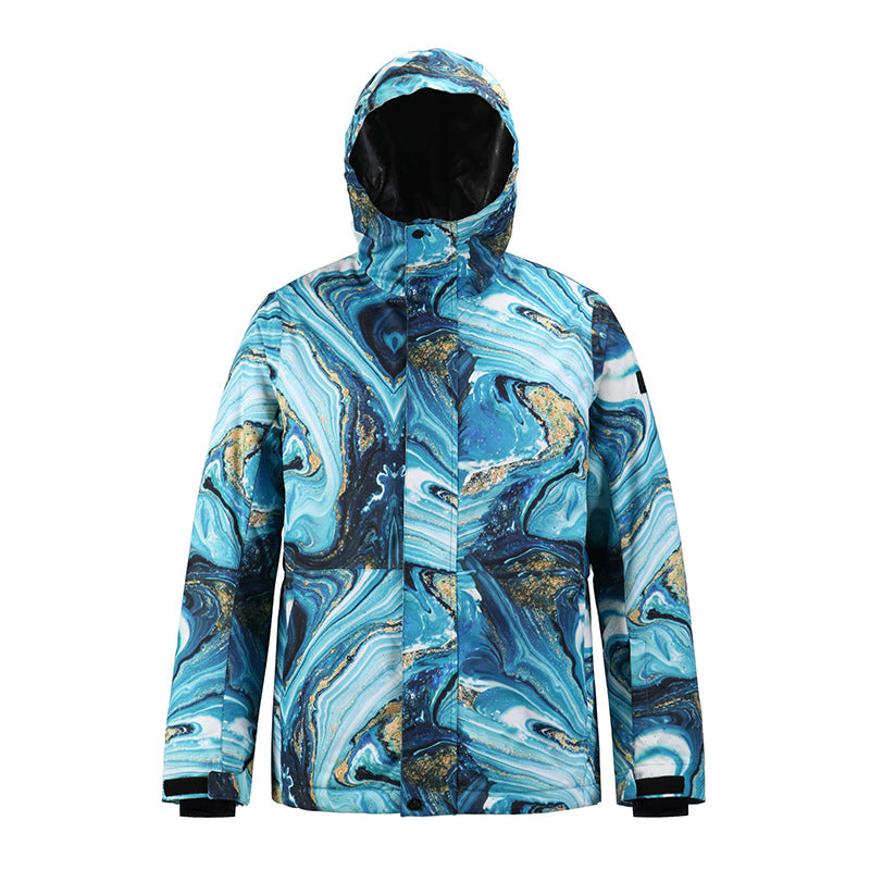 Graphic Print Hooded Snowboard Jacket
