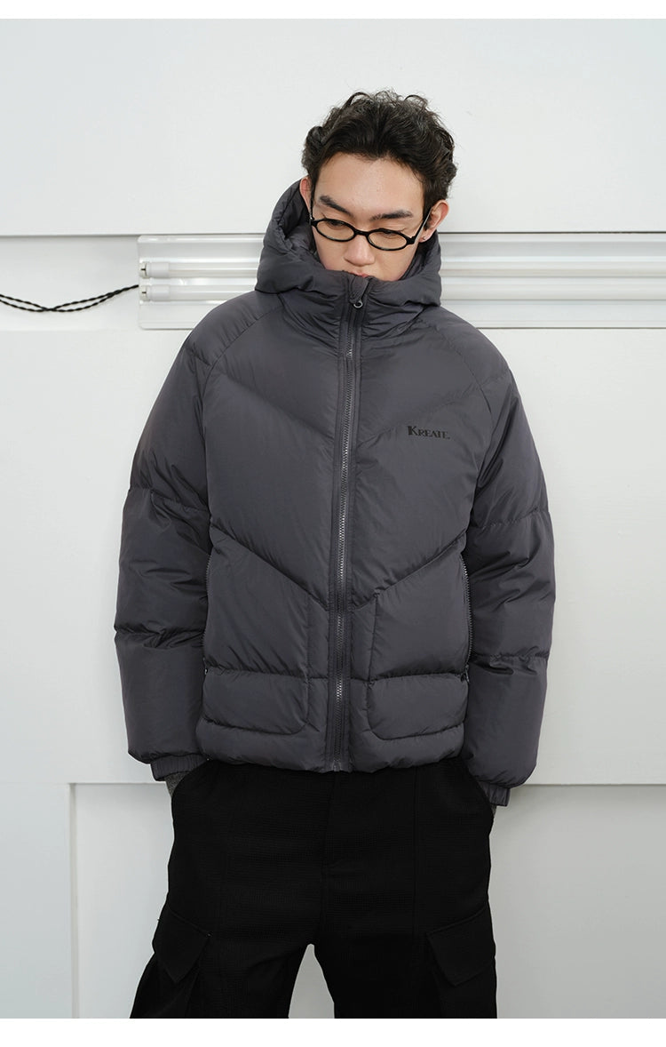Slate Grey Puffer Hooded Jacket