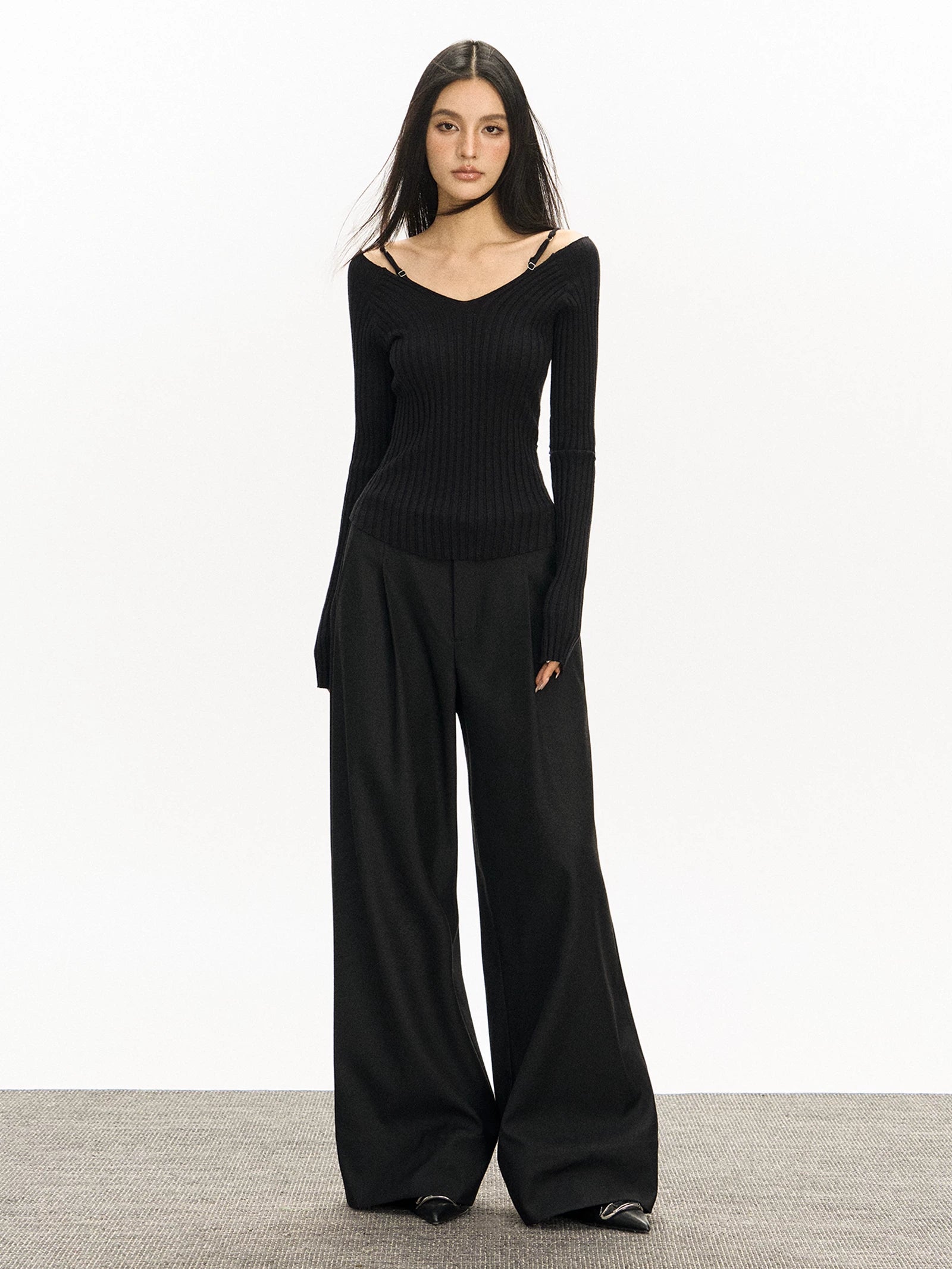 Retro Loose Wide-leg Tailored Trousers