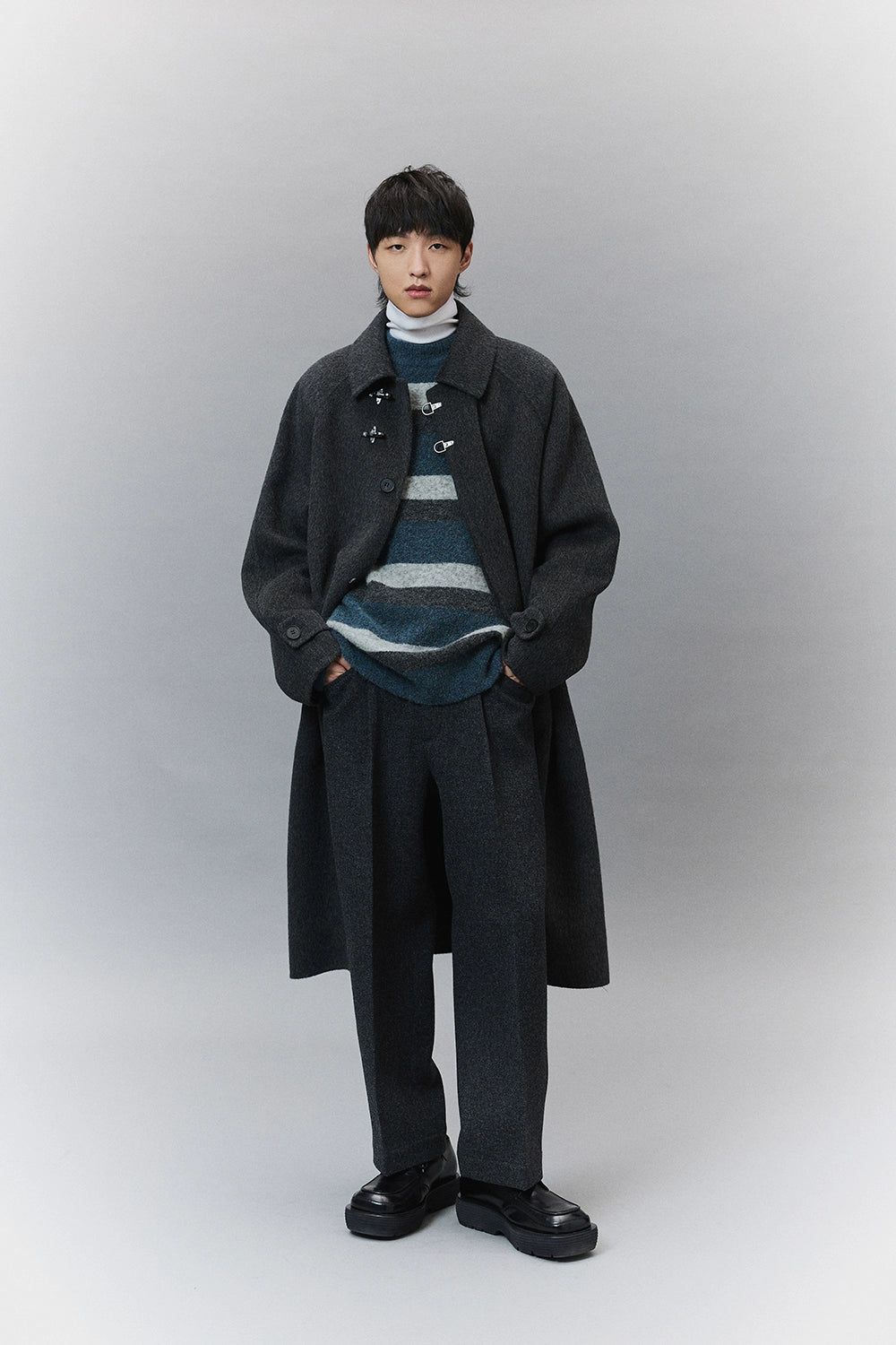 Wool Double-Faced Classic Balmacaan Coat