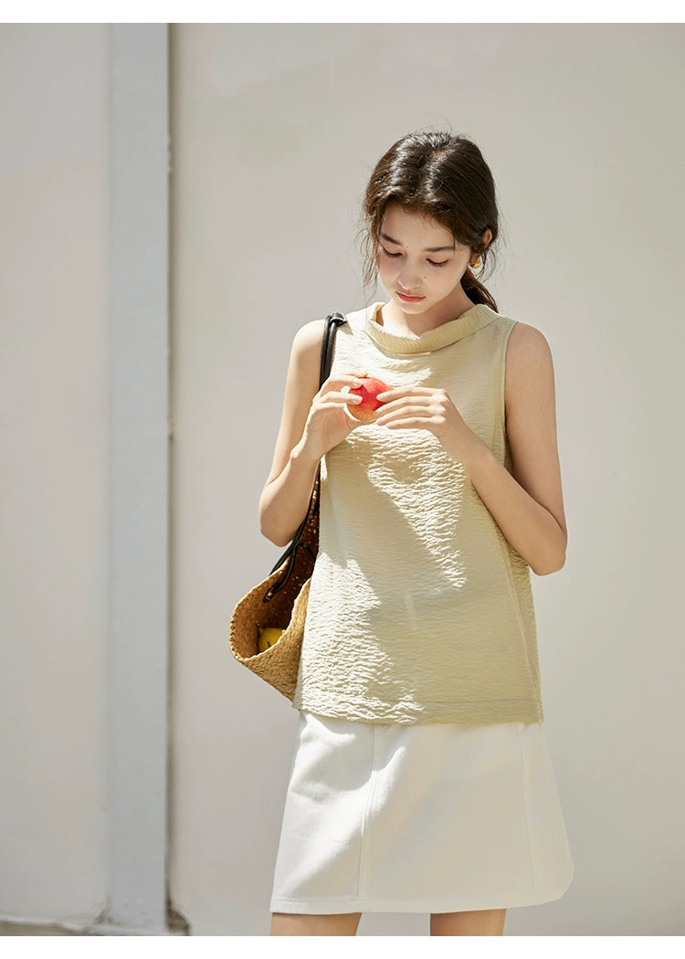 Sleeveless Light Pink Belted Top