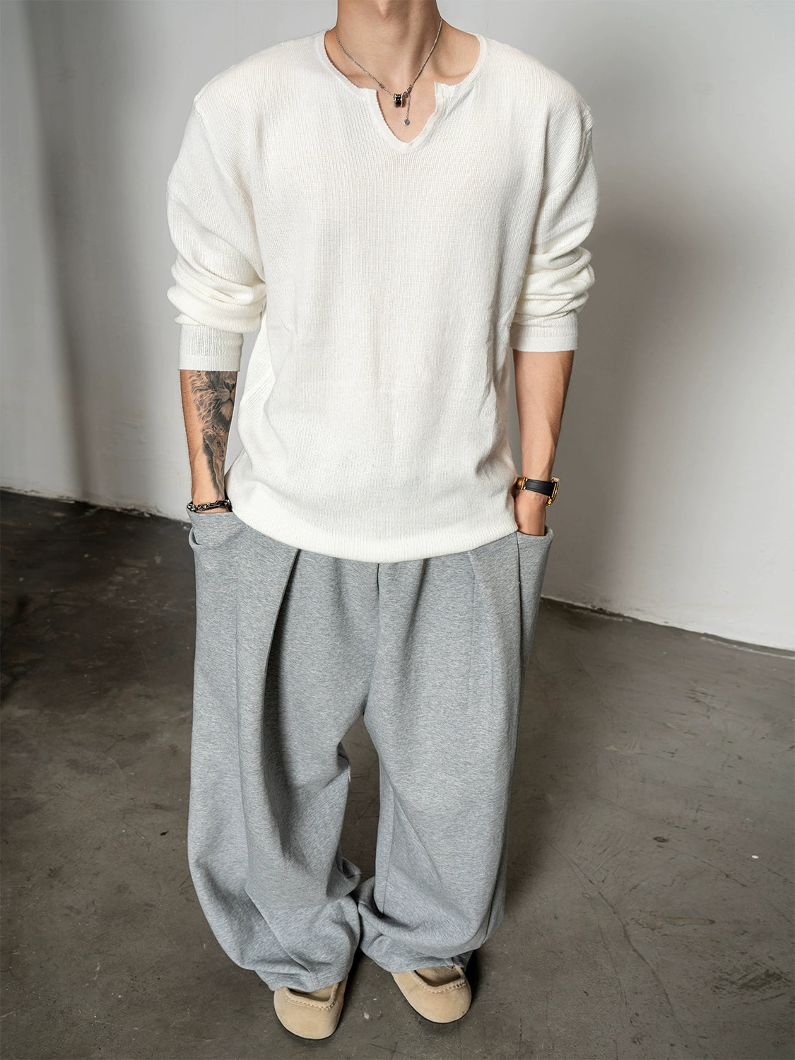 Urban Notch Relaxed Knit Sweater