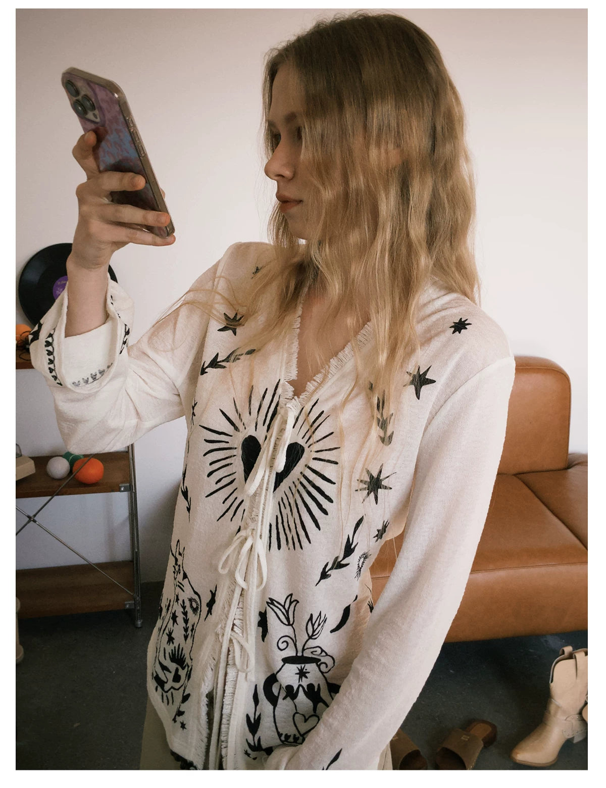 Celestial Familiar Spellbound Tie‑Front Cardigan