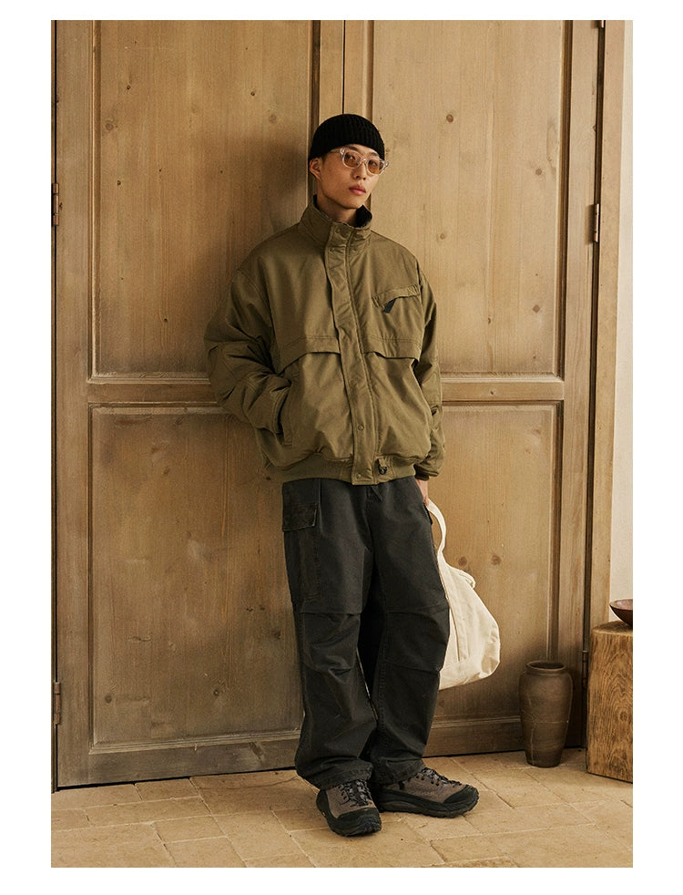 Military Green Straight Cargo Pants