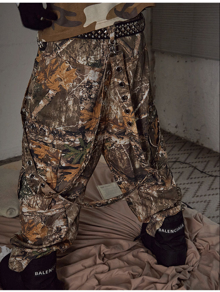 Studded Camo Cargo Overpants