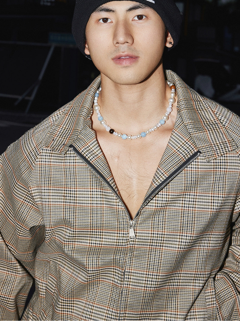 Brown Plaid Zip Up Jacket