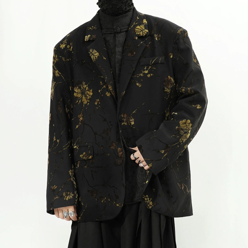 Black Gold Floral Blazer Jacket