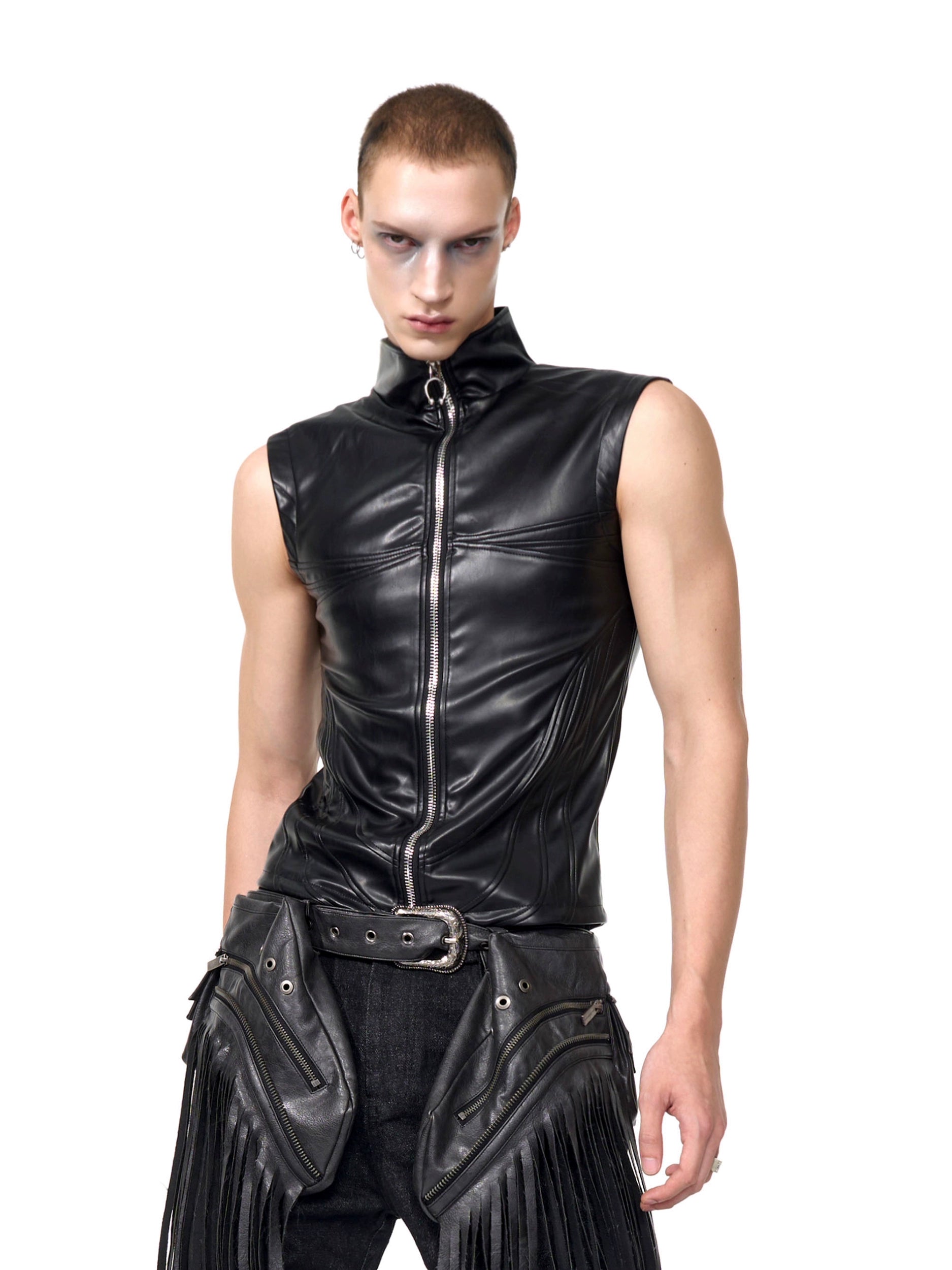 Sleeveless Black Sheer Panel Top