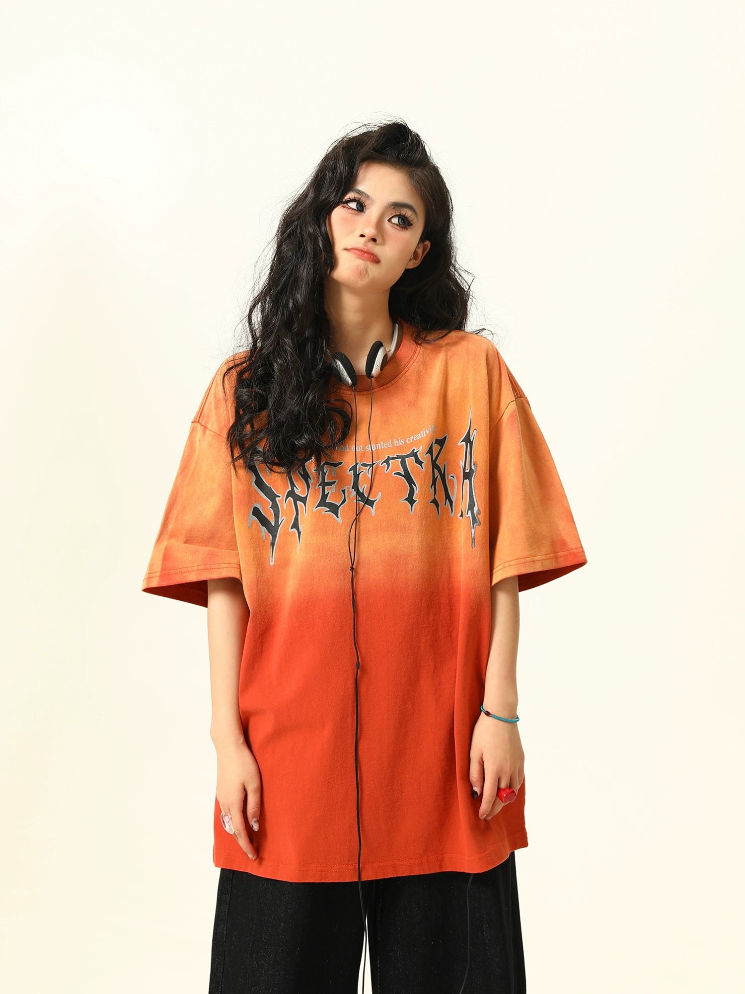 Oversized Orange Gradient Graphic Tee