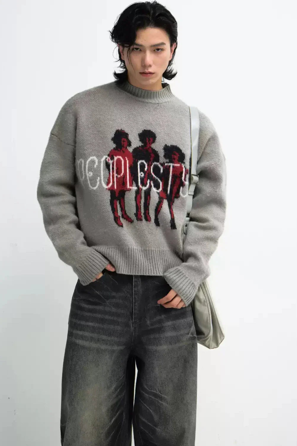 Men's Gray Casual Warm Pullover Sweater