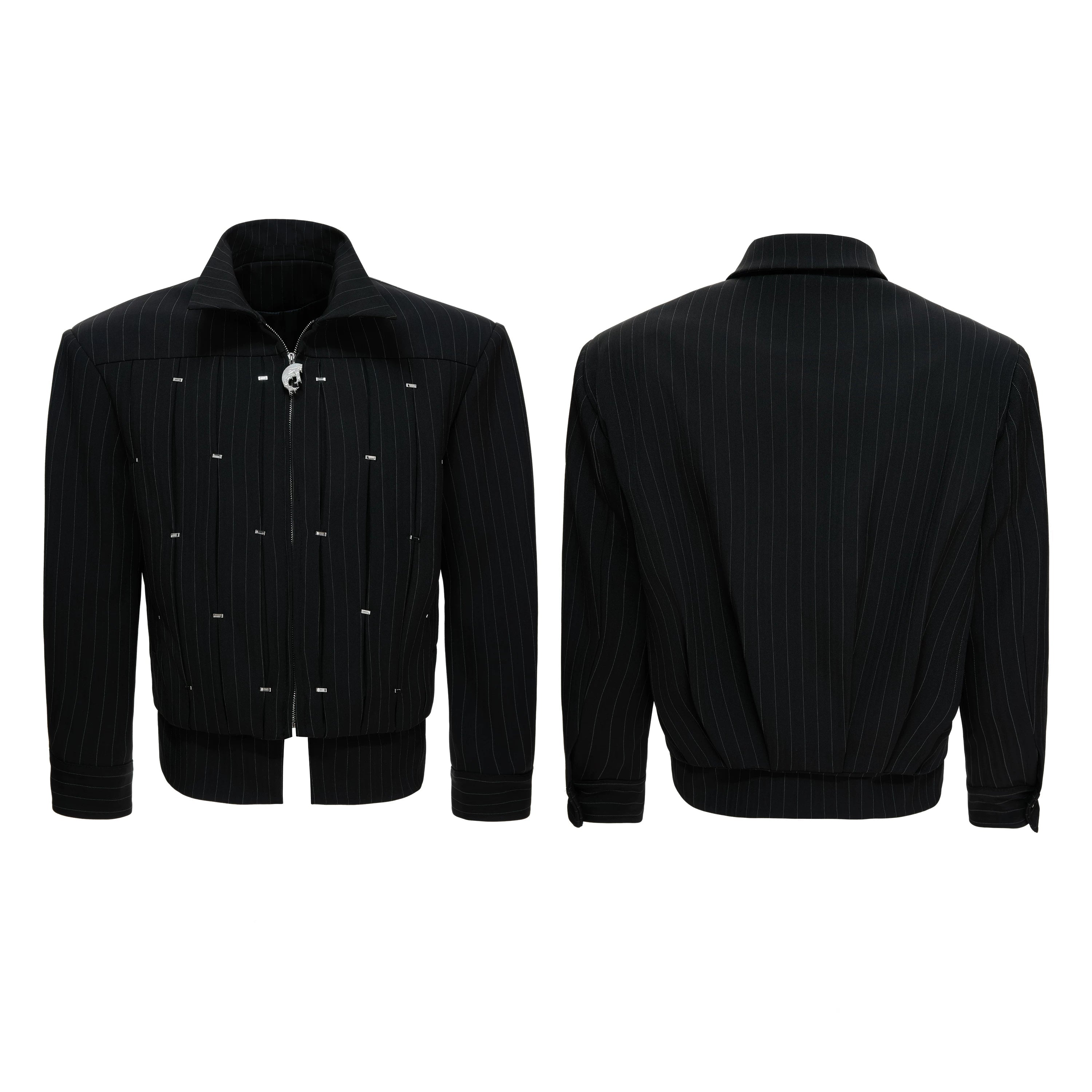 Pinstripe Relic Hardware Zip Jacket