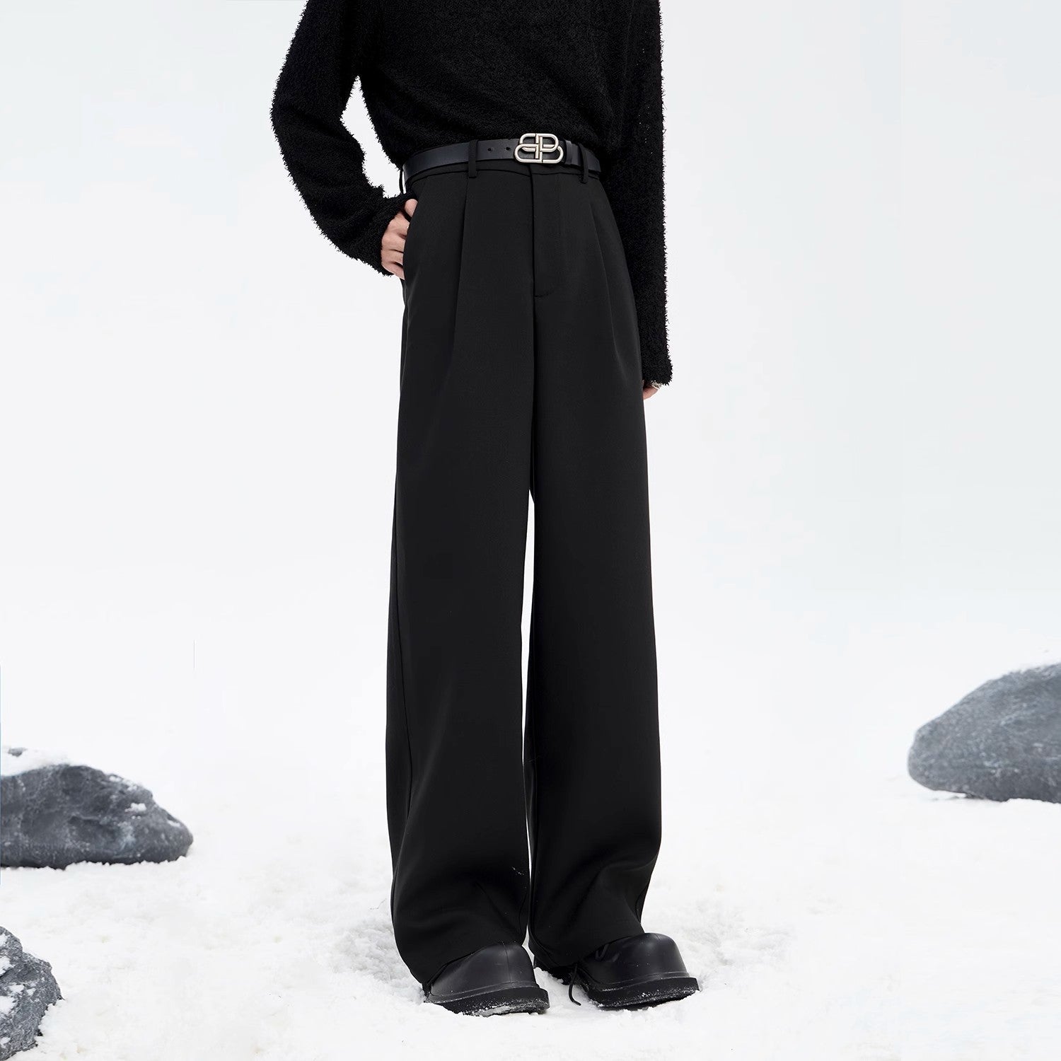 Wide-Leg Straight Trousers