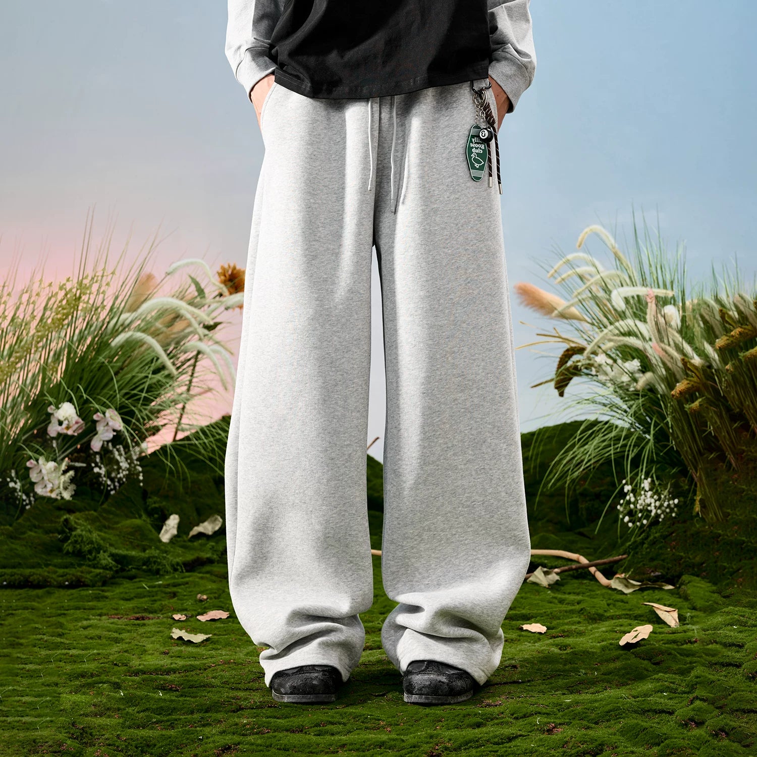 American Drawstring Relaxed Wide-Leg Sweatpants