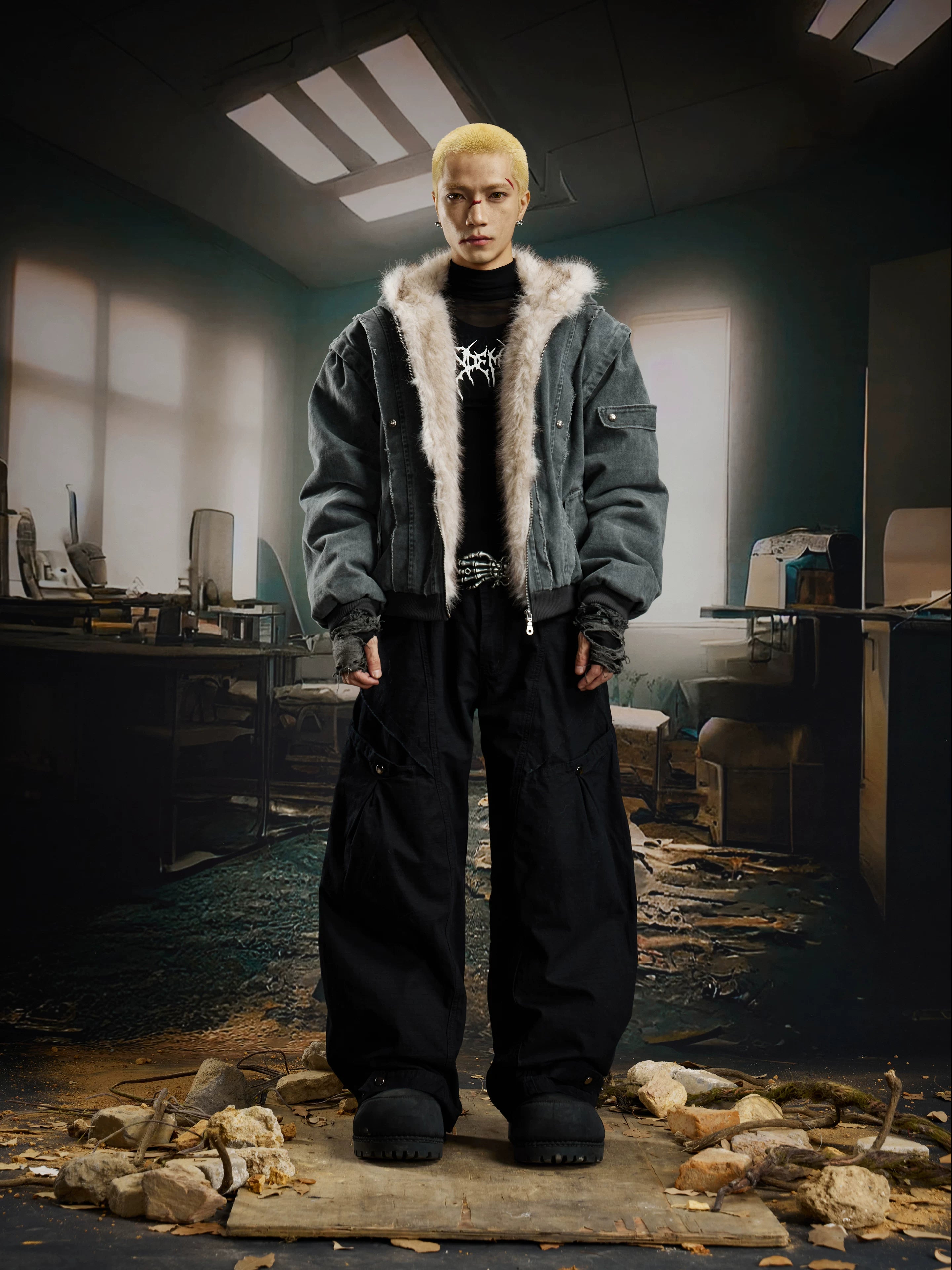 Orbital Pane Wide‑Leg Utility Pants