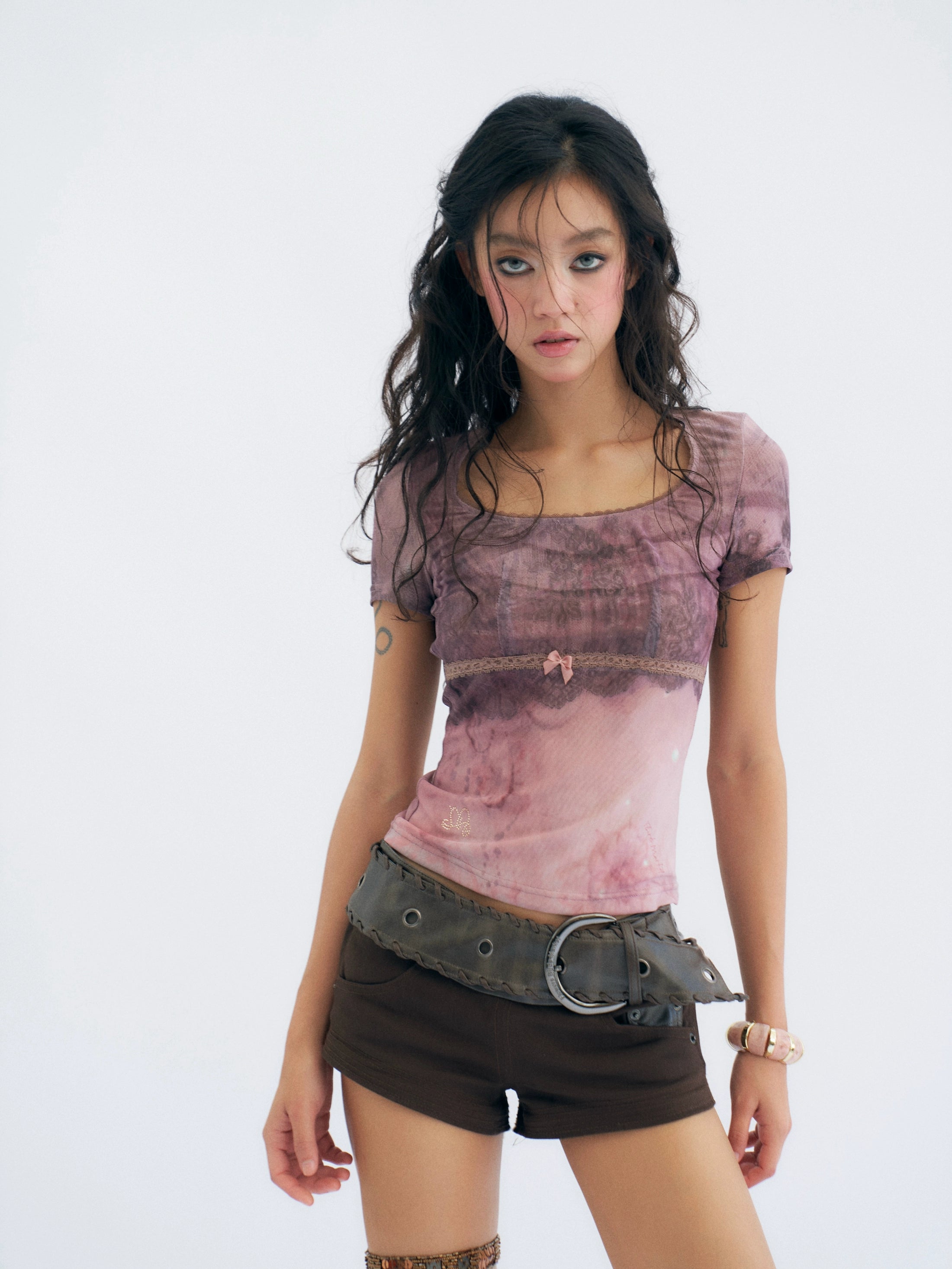 Rose Mist Lace Trim Tee