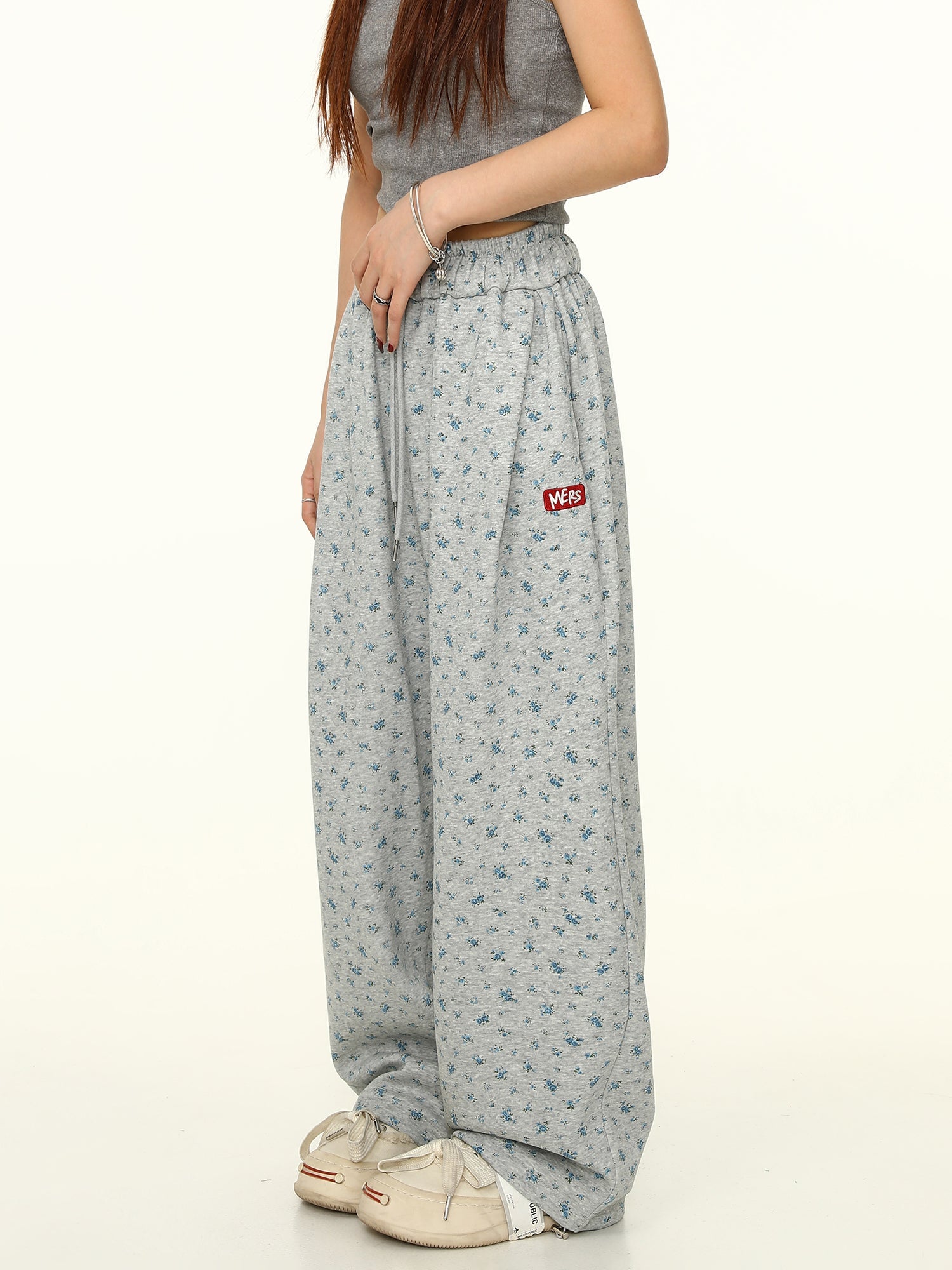 Floral Print Wide-Leg Sweatpants