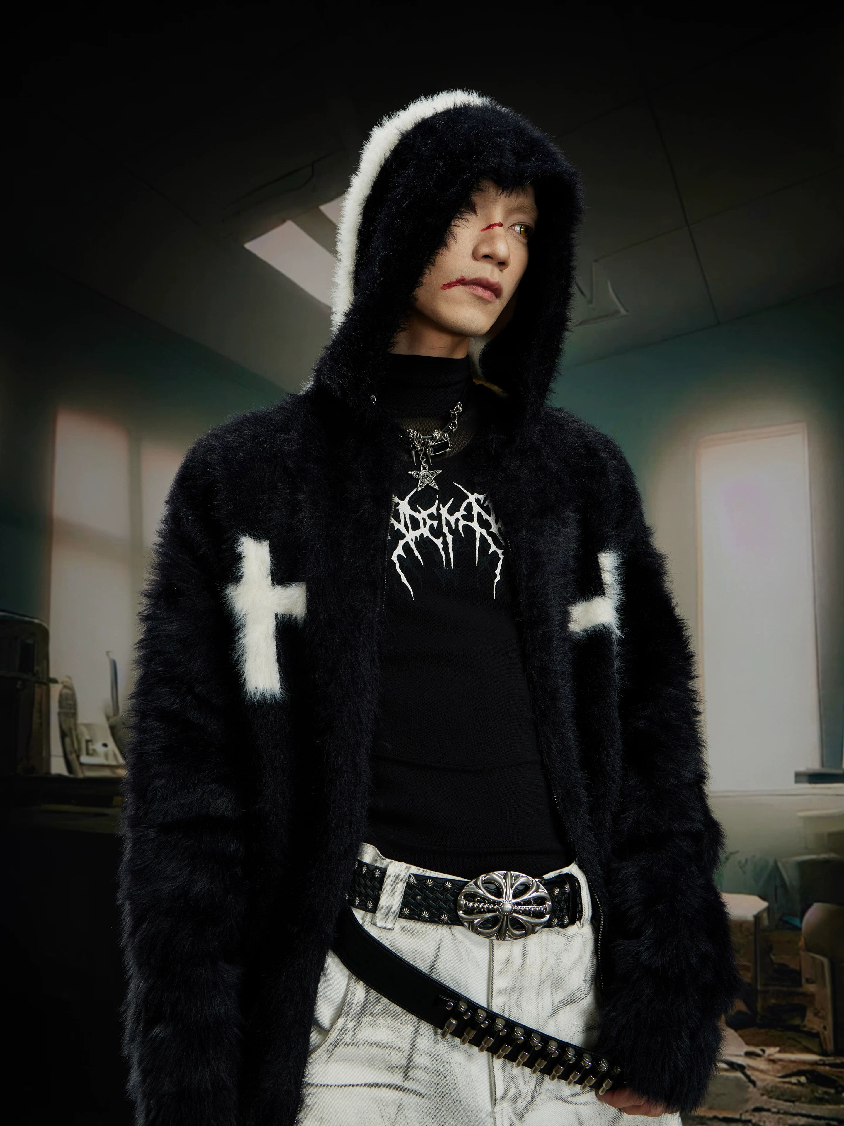 Crucifix Plush Relic Zip Hoodie