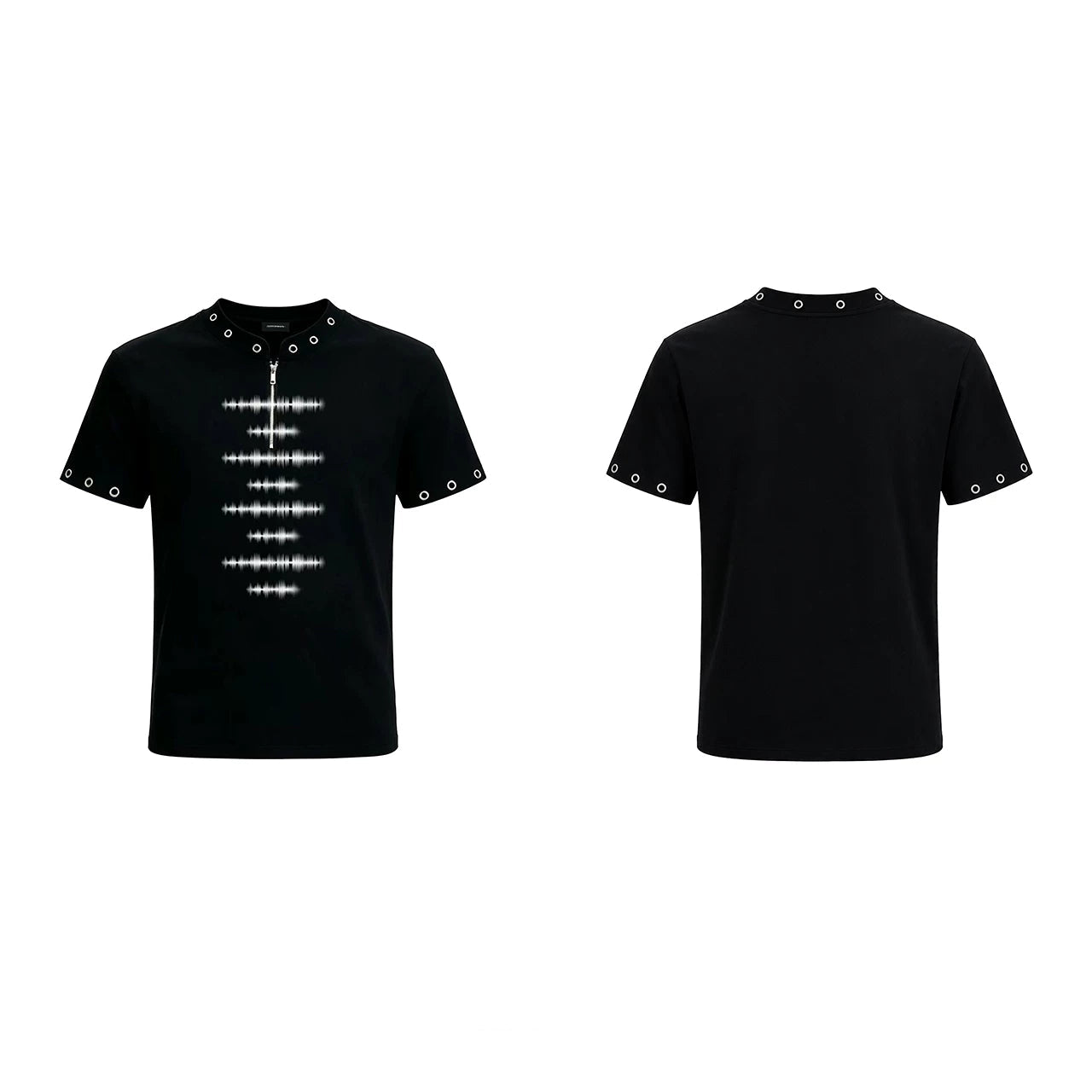 Rivet Collar Graphic Zip Tee