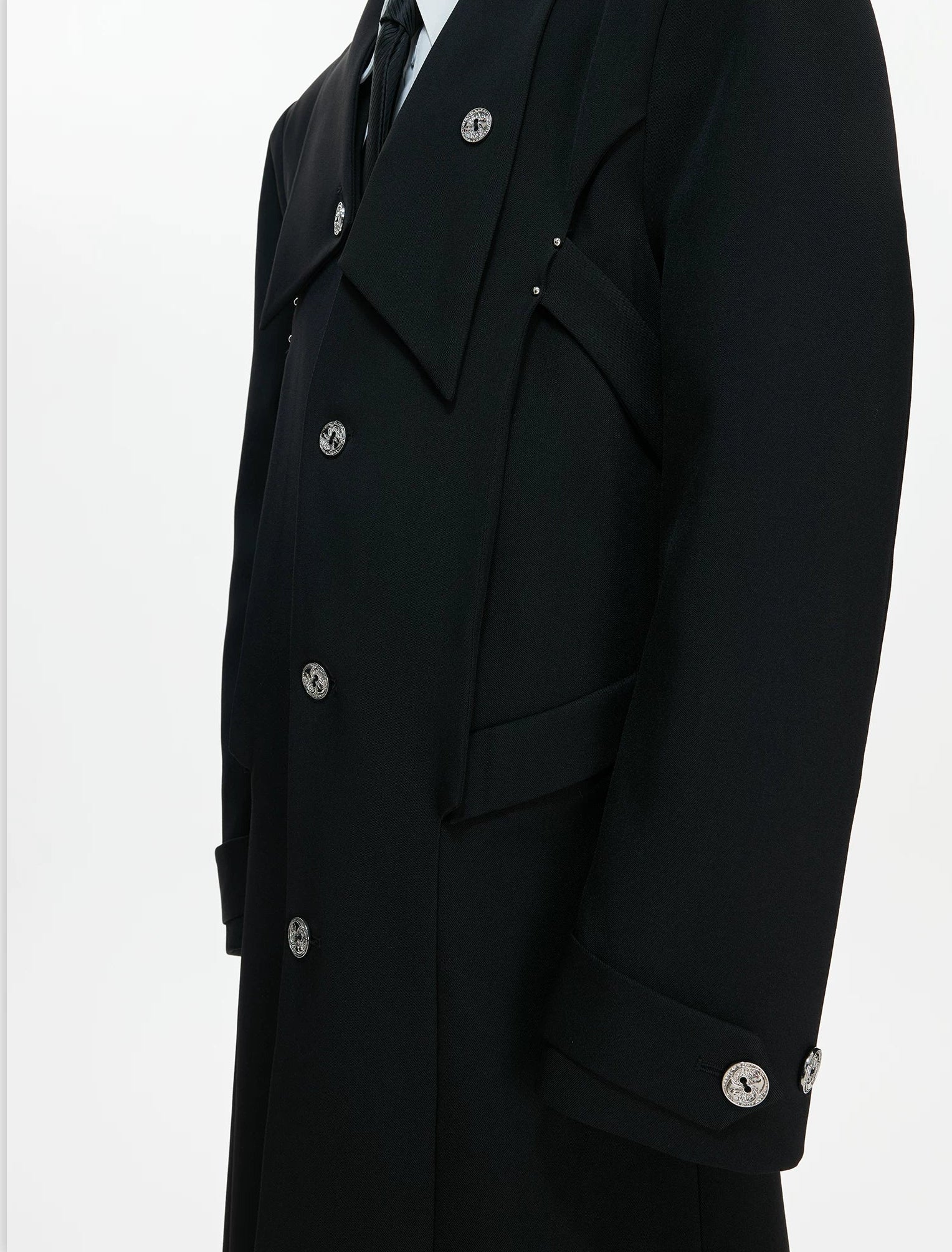Midnight Regent Double-Lapel Trench Coat