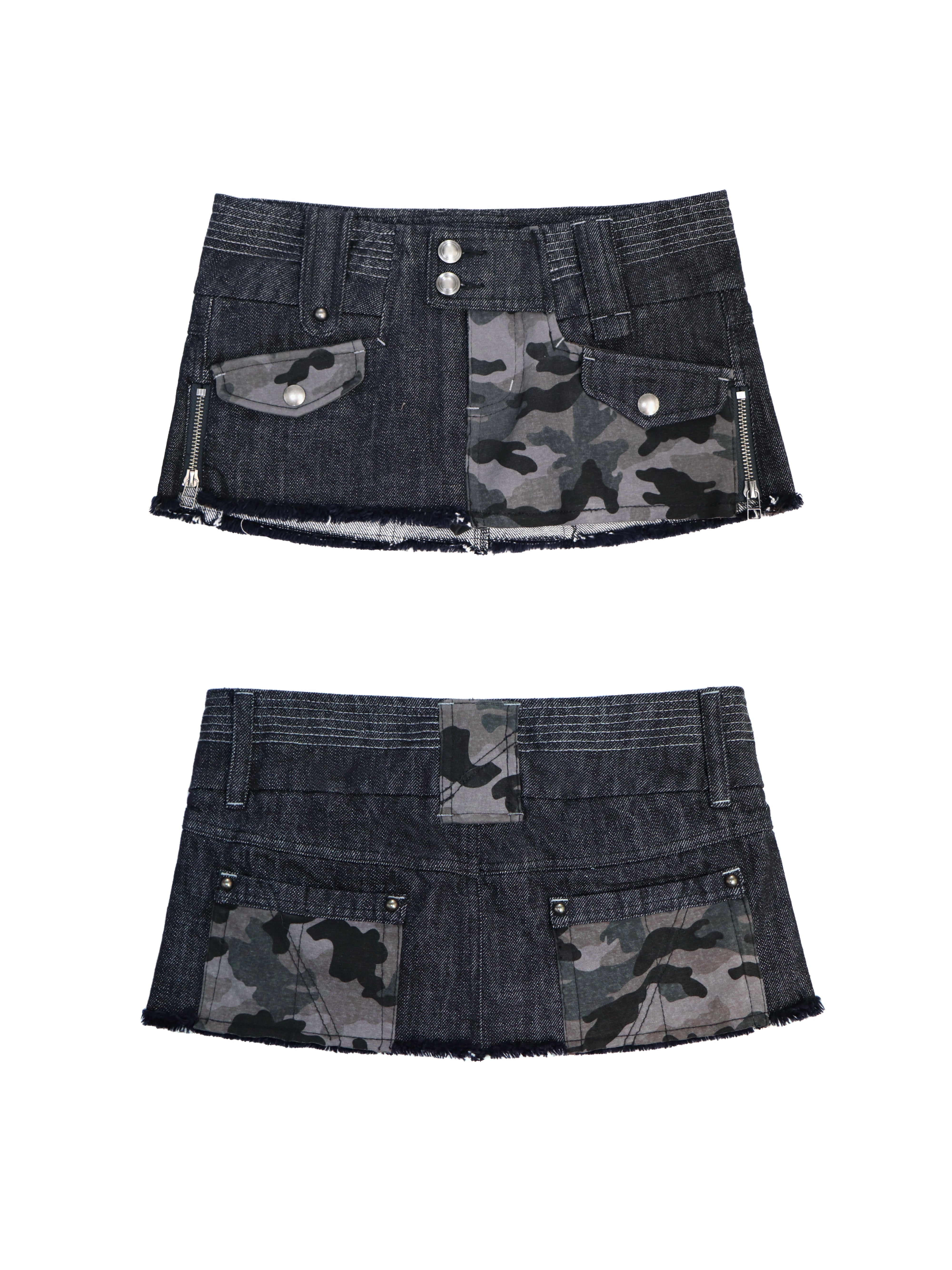 Charcoal Camo Utility Micro Skirt