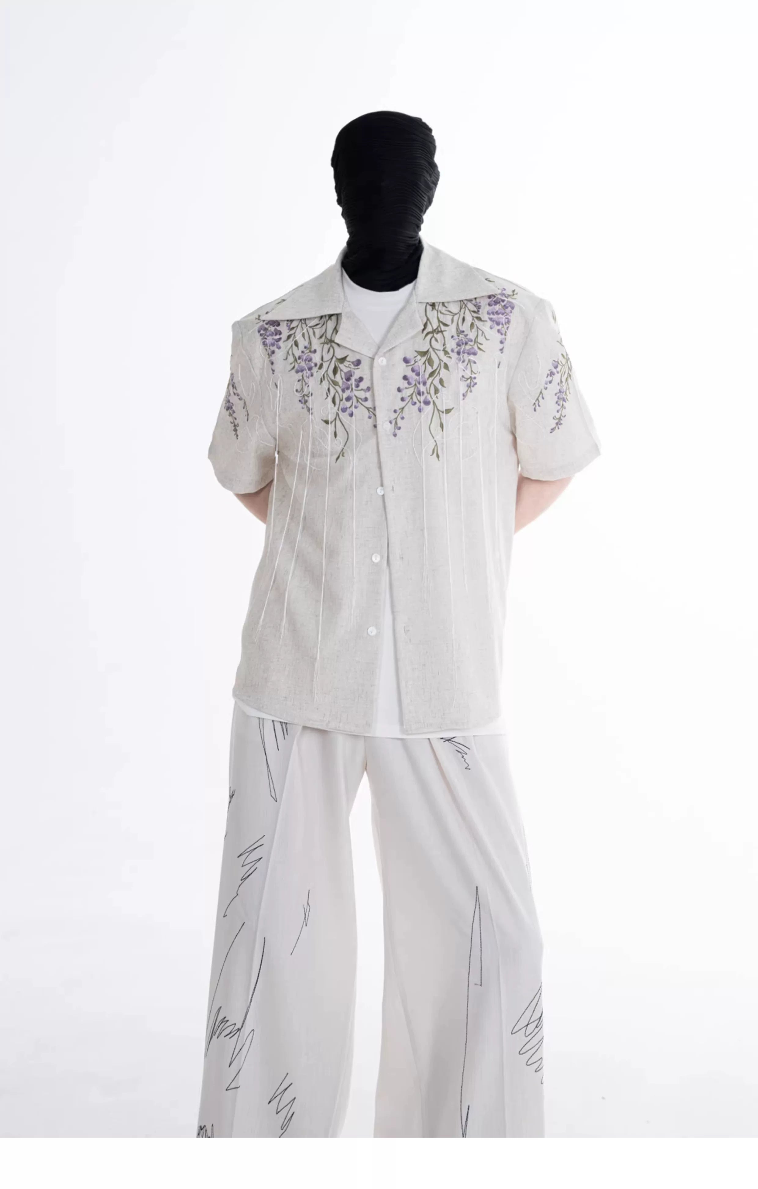 Wisteria Cascade Linen Camp Shirt