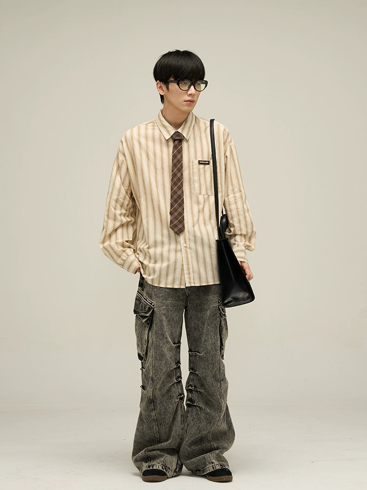 Classic Vertical Striped Oversized Shirt