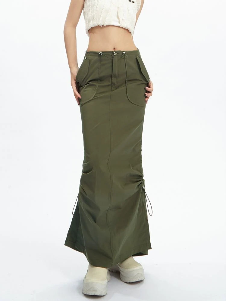 Black Gothic Cargo Maxi Skirt