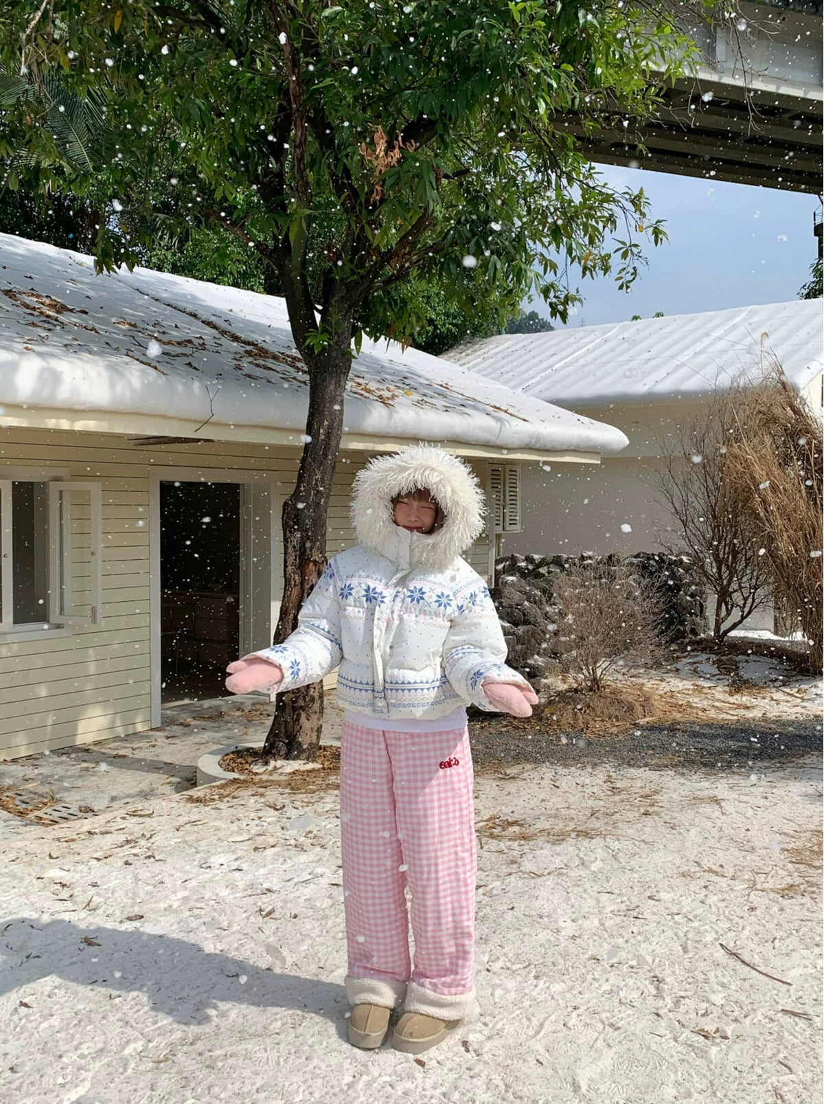 Cotton Candy Check Fleece Cuff Pants