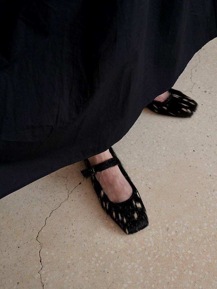 Haircalf Mary Jane Flat