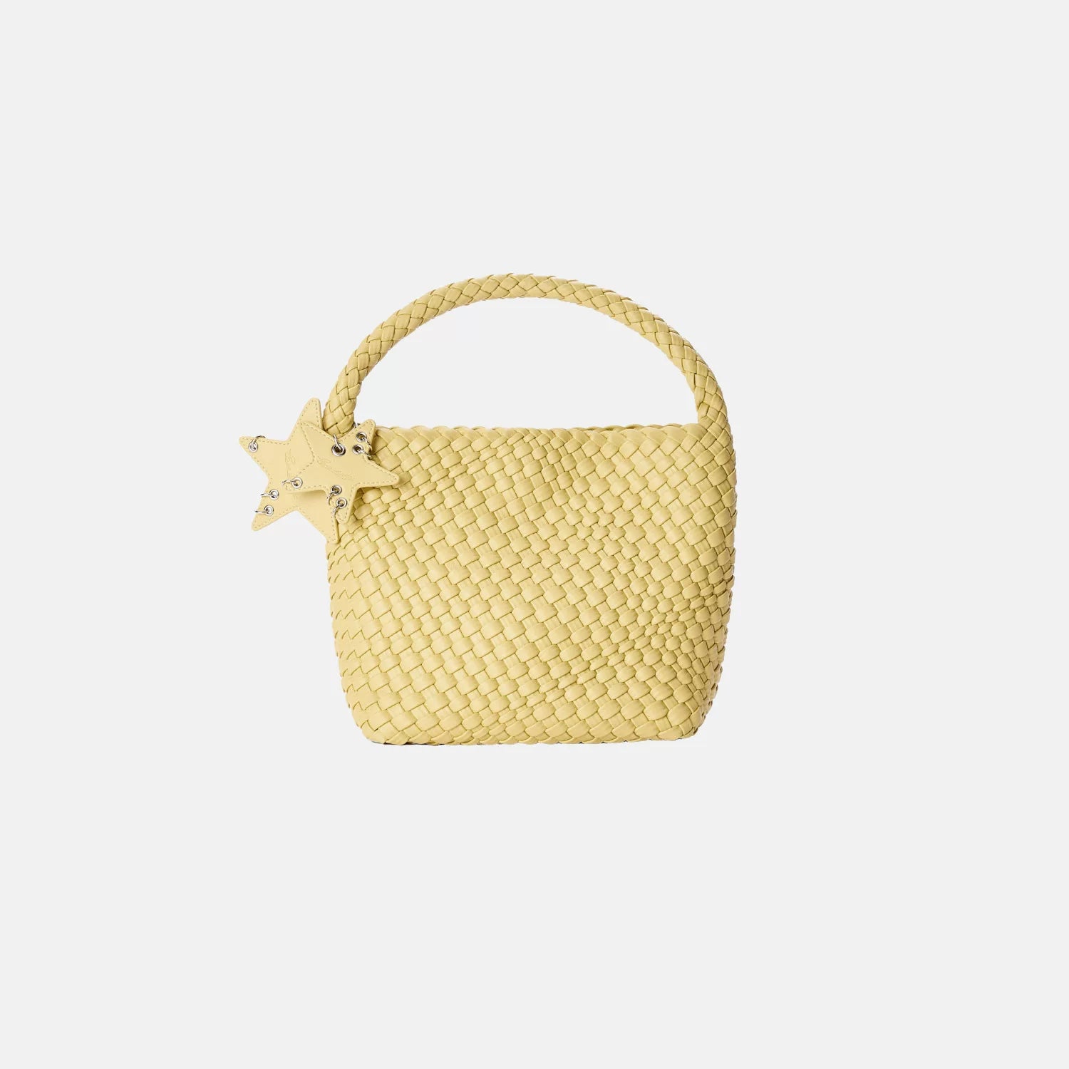 Metallic Braided Star Hobo Tote - Mango Yellow / Small