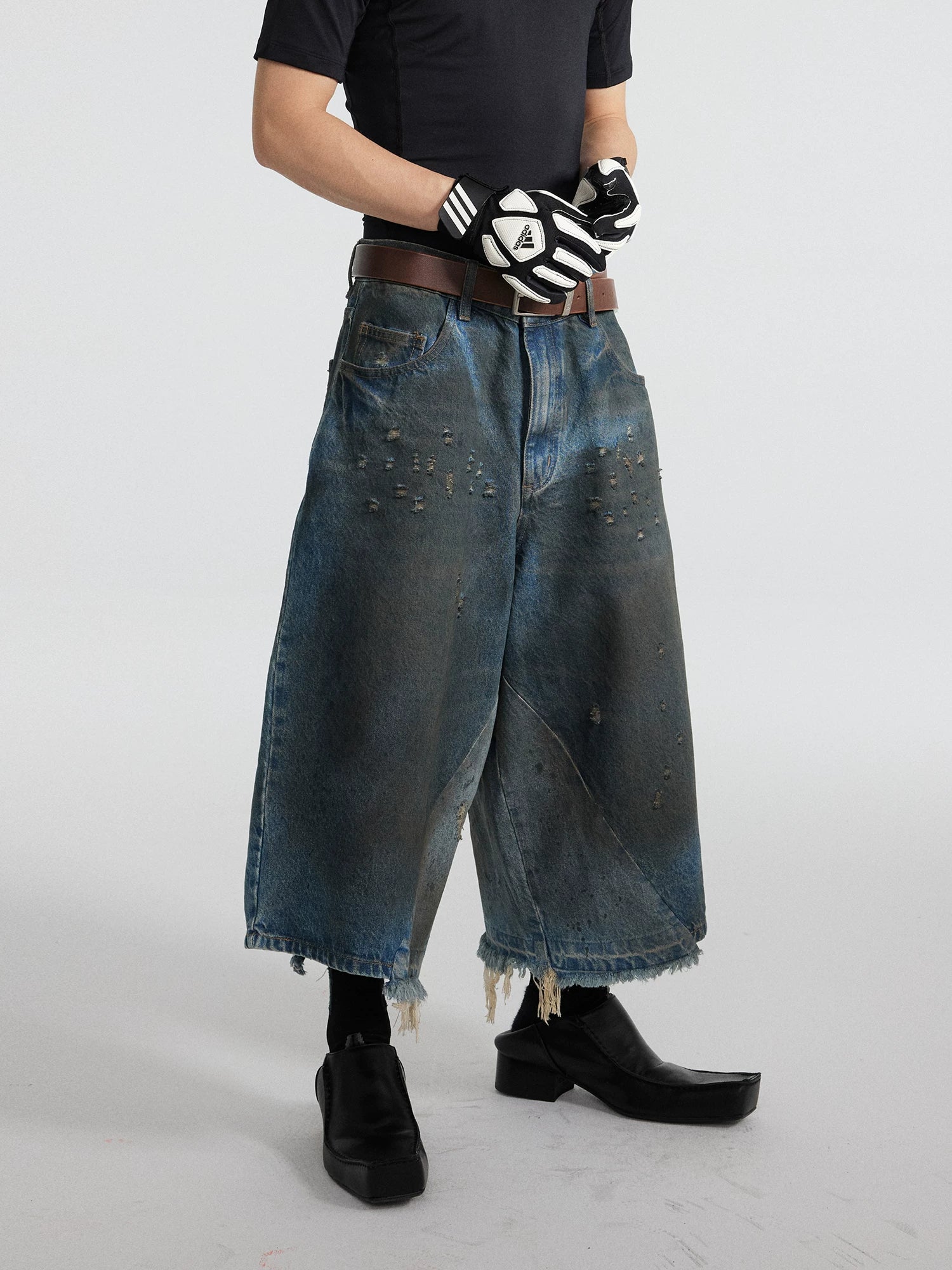 Rustfall Distressed Oilwash Gaucho Jeans