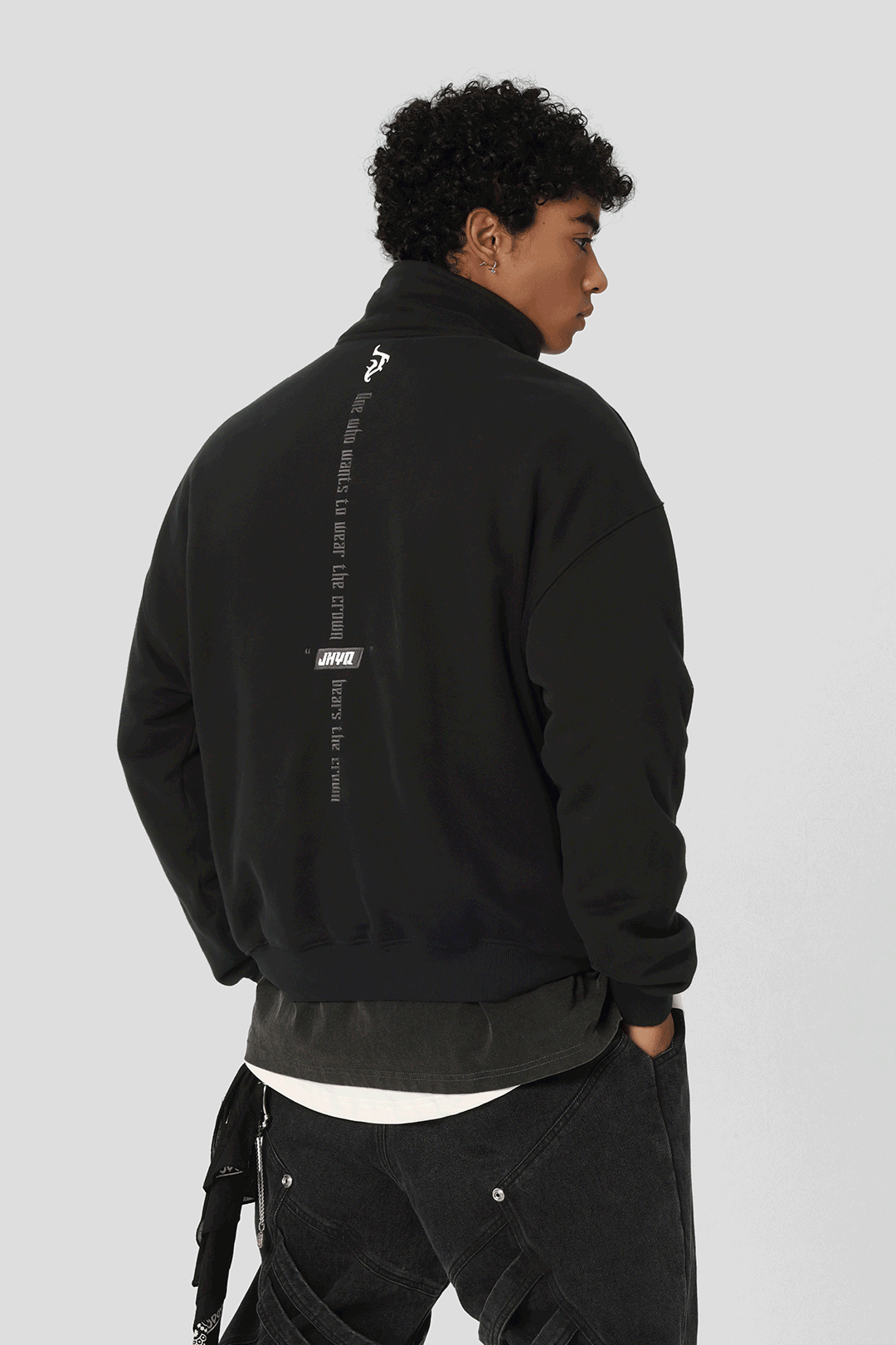 3D Embroidery Half Zip Sweatshirt - chiclara