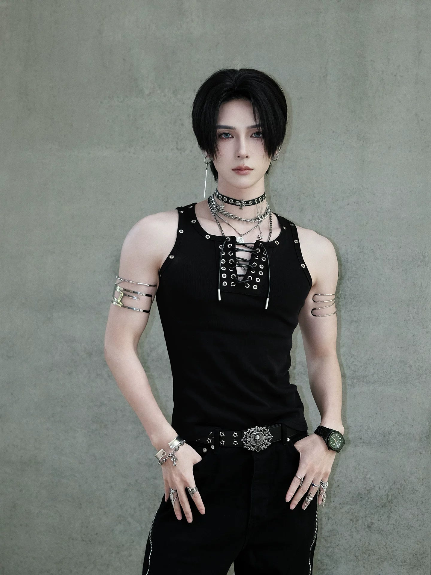 Nightlock Rivet Lace-Up Tank Top