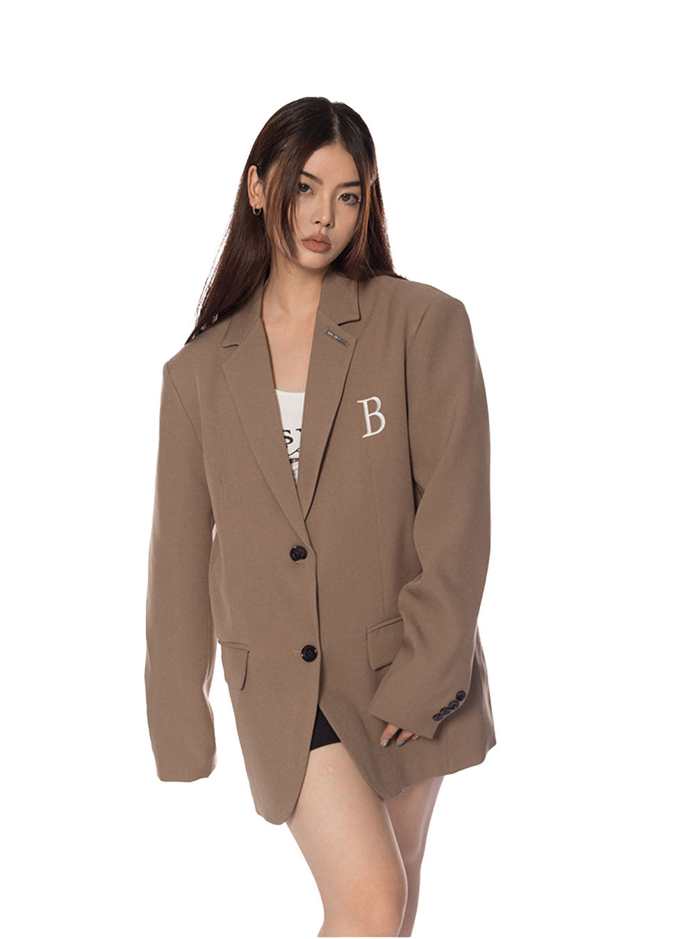 Embroidered Oversized Suit Jacket - chiclara