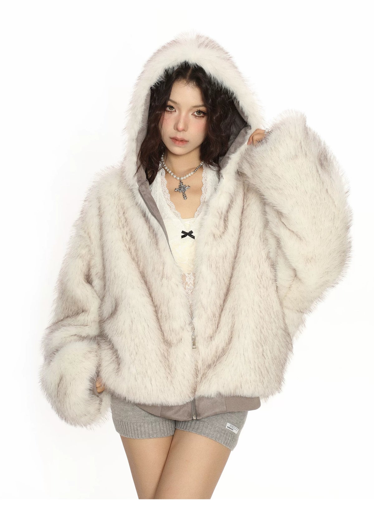 Winter Haven Faux Fur Hooded Bomber Jacket