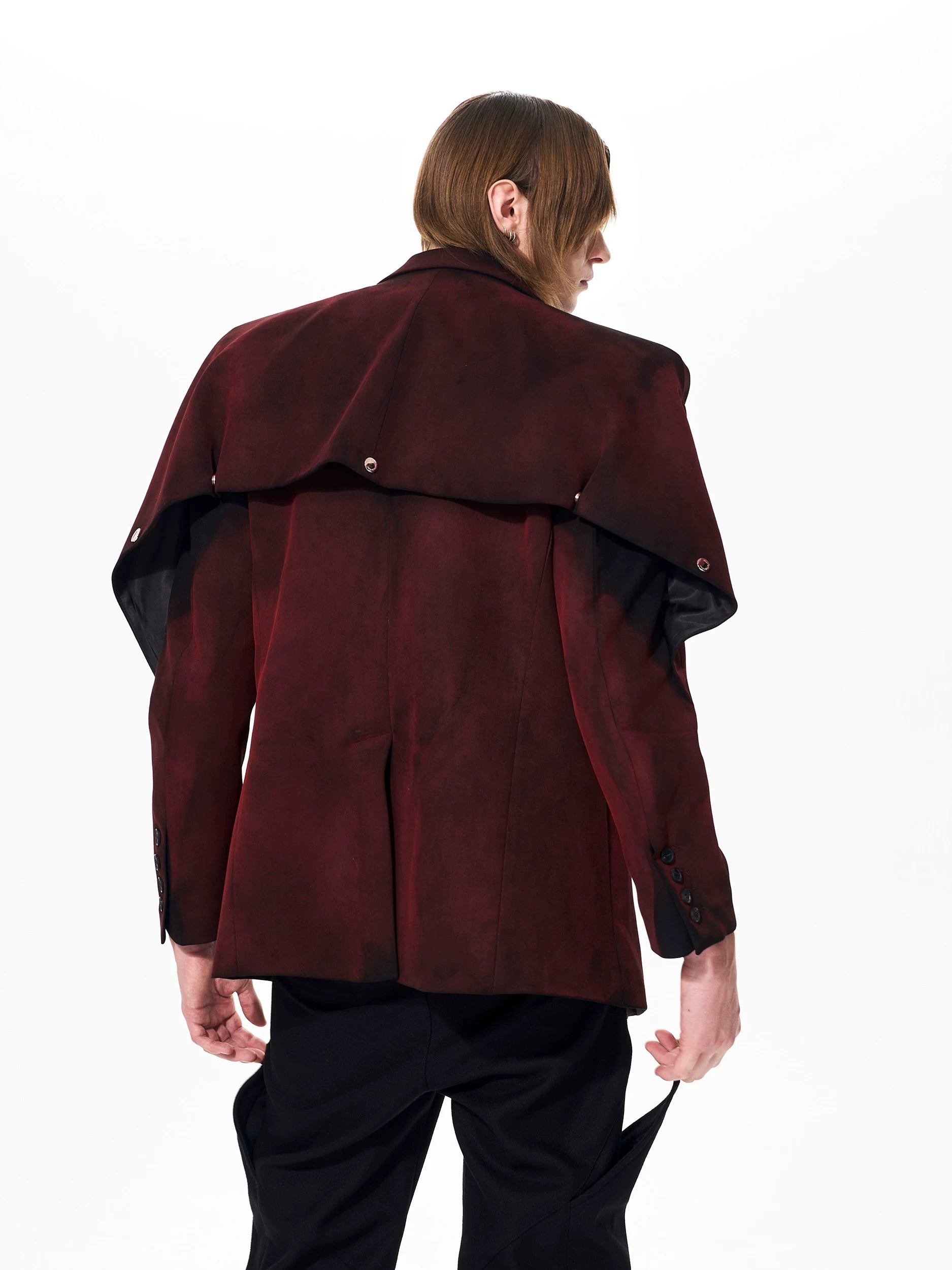 Crimson Shroud Detachable-Cape Blazer