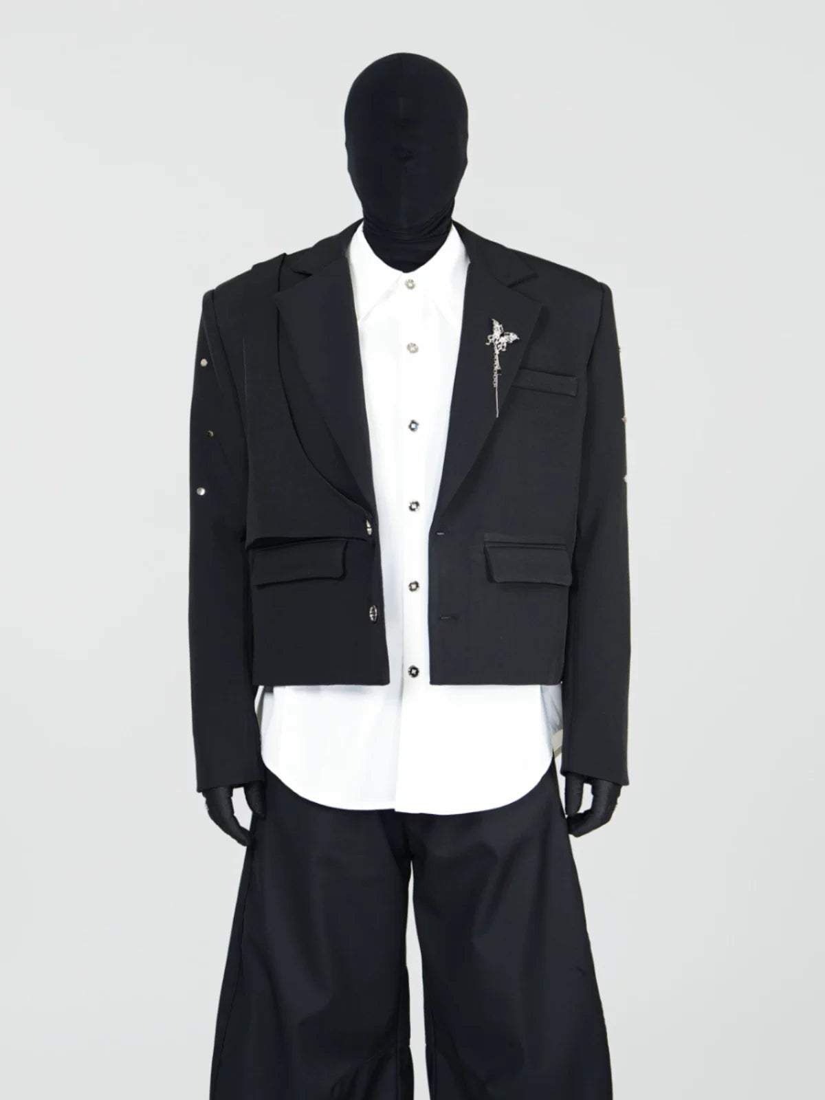 Midnight Relic Layered Cropped Blazer
