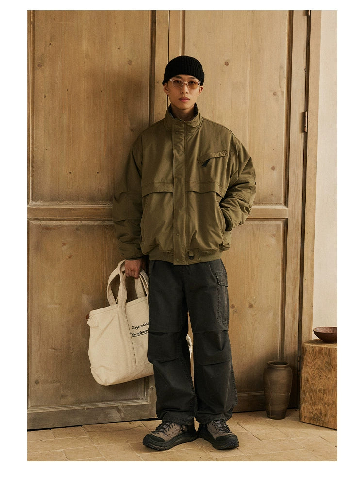 Military Green Straight Cargo Pants