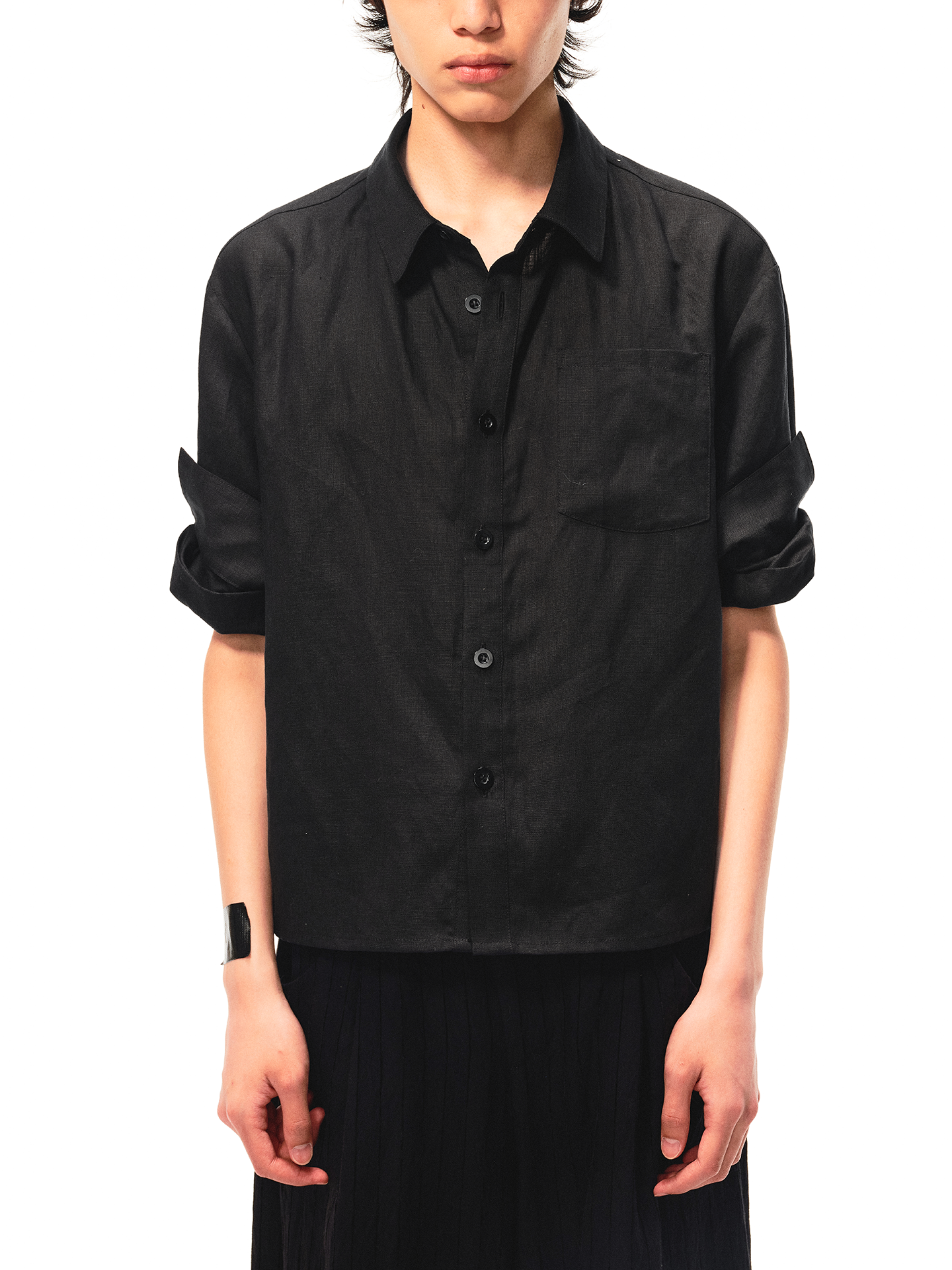 Linen Relaxed Button-Up Shirt